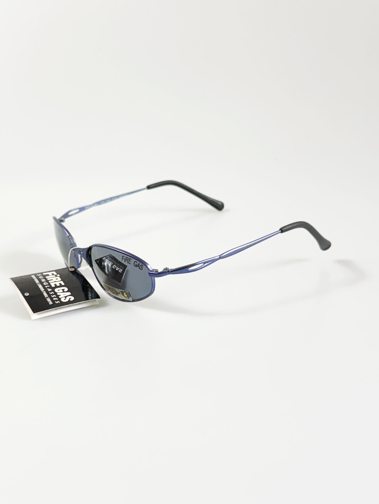 90's FIRE GAS Blue Slim Oval Metal Sunglasses