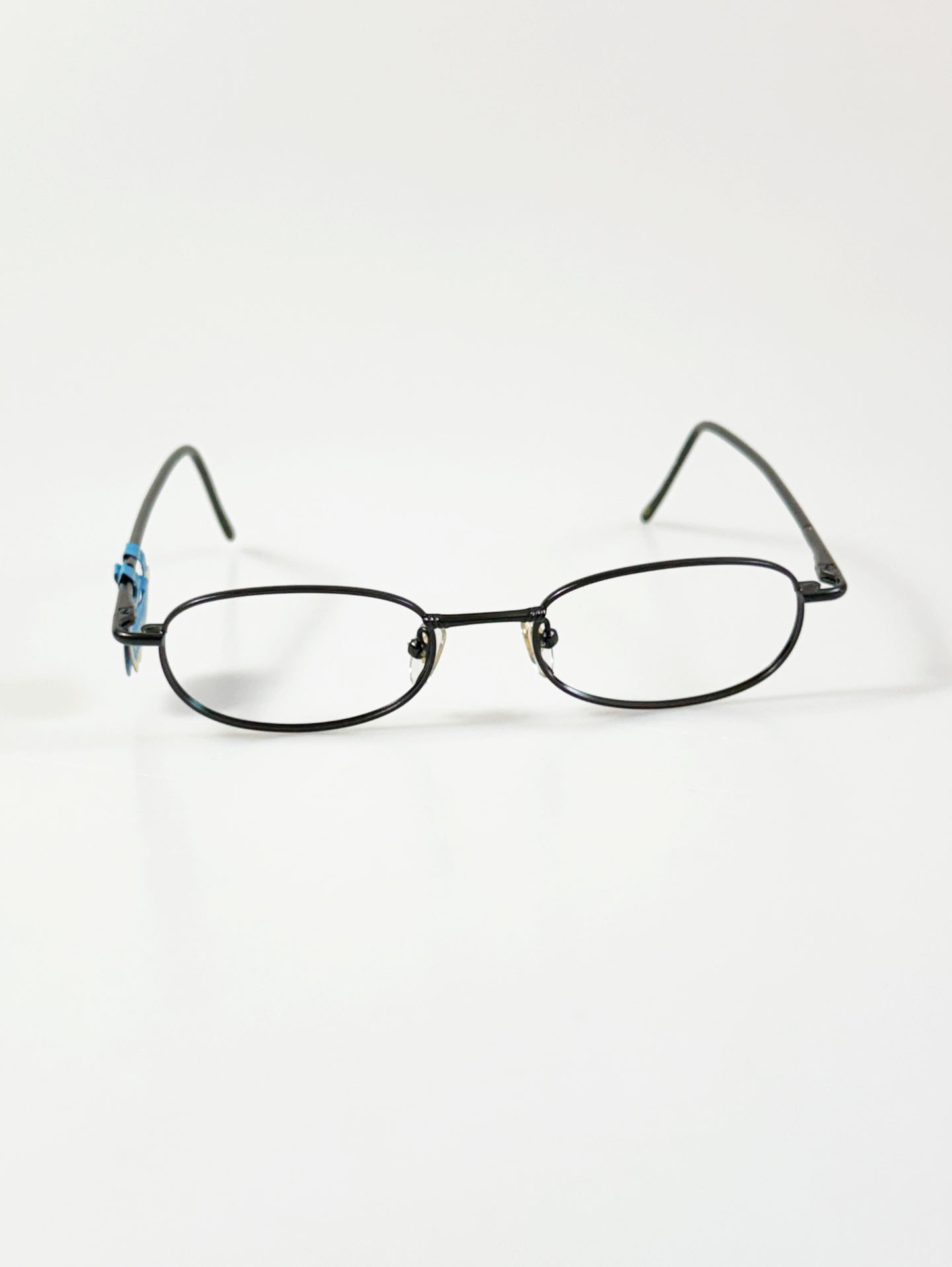 90's RUCHIANO Black Slim Oval Metal Frame Glasses