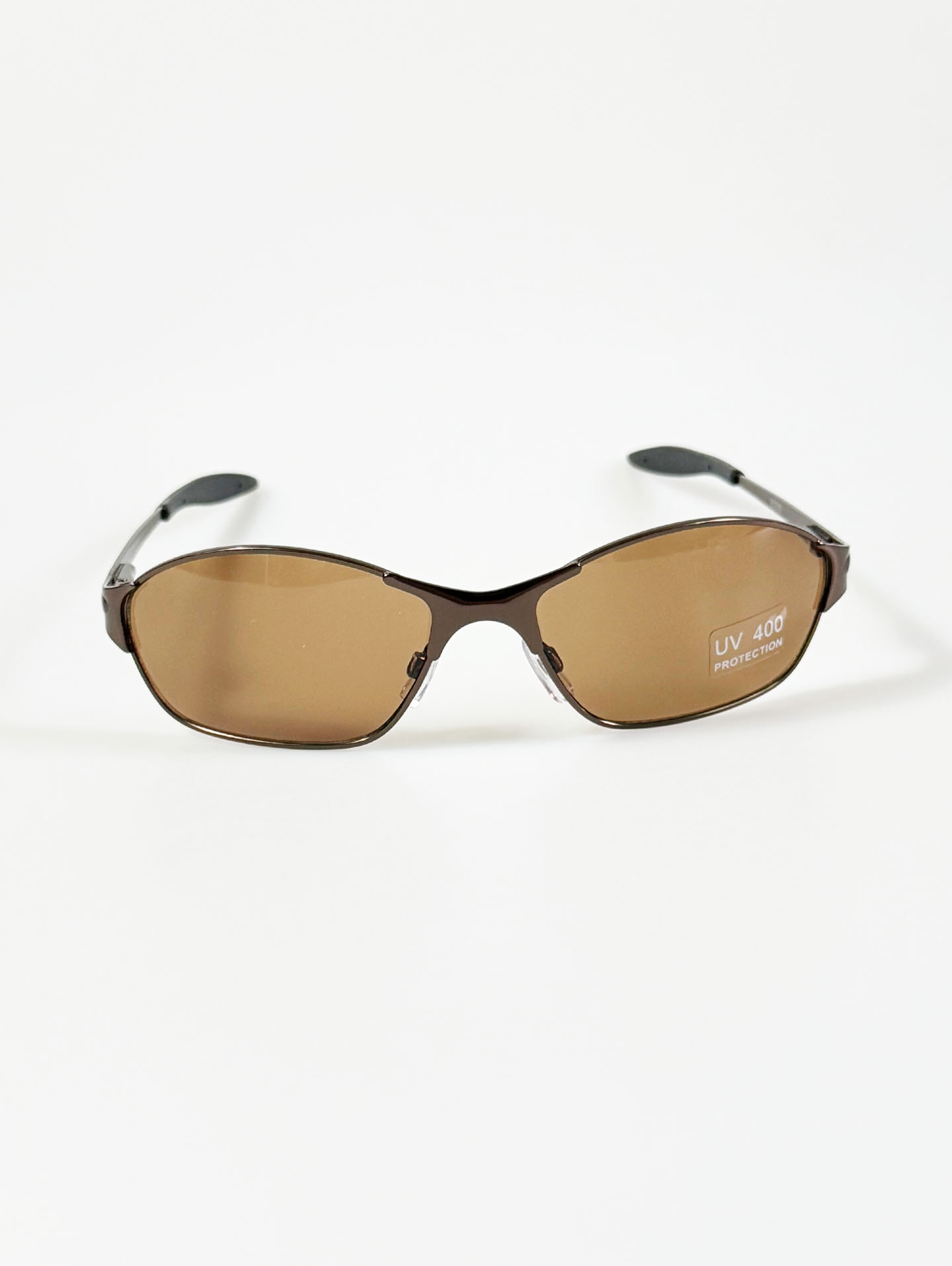 Bronze Wraparound Square Metal Tint Sunglasses
