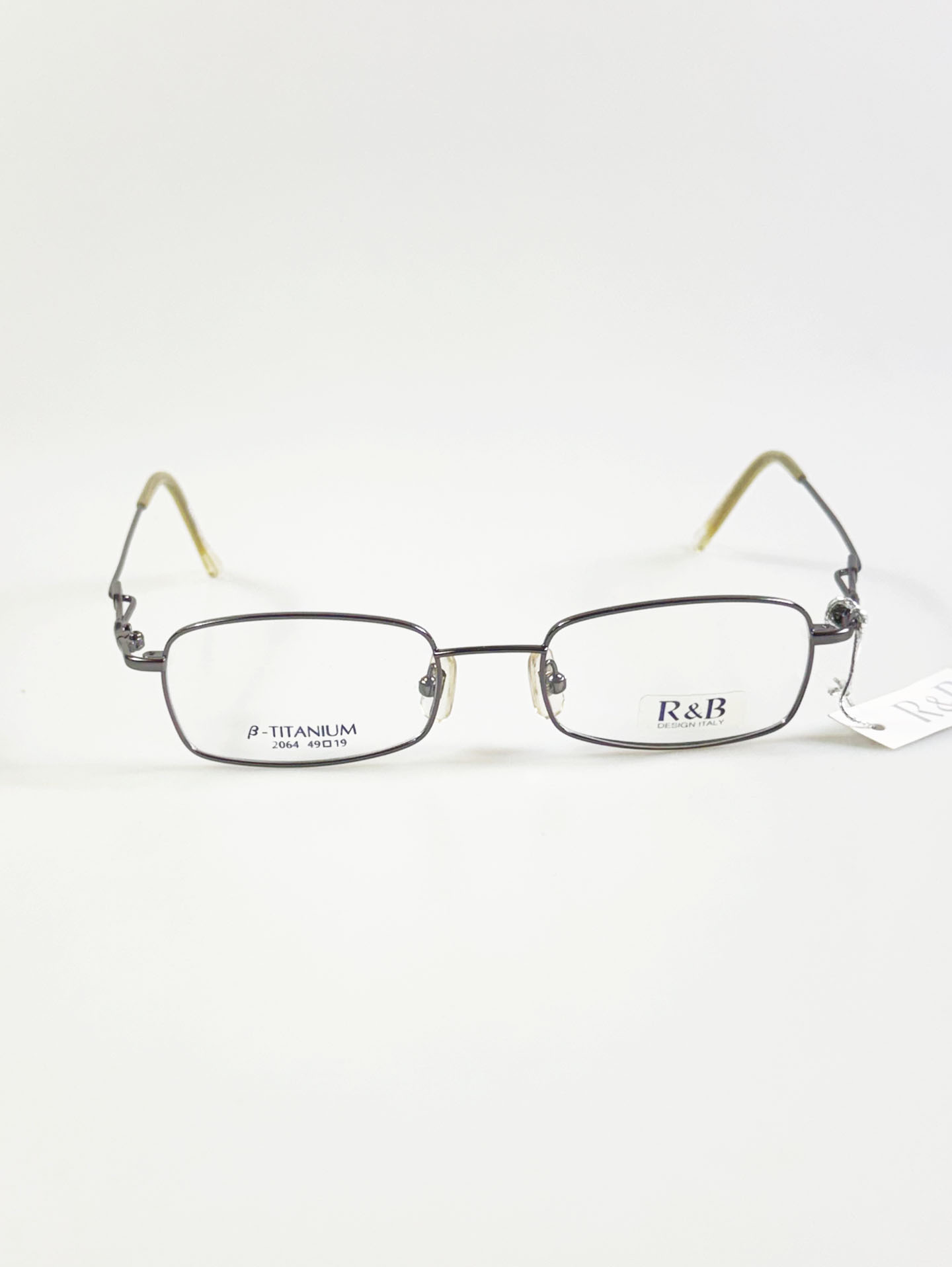 R&B Eyewear Dark Silver Beta Titanium Slim Square Glasses