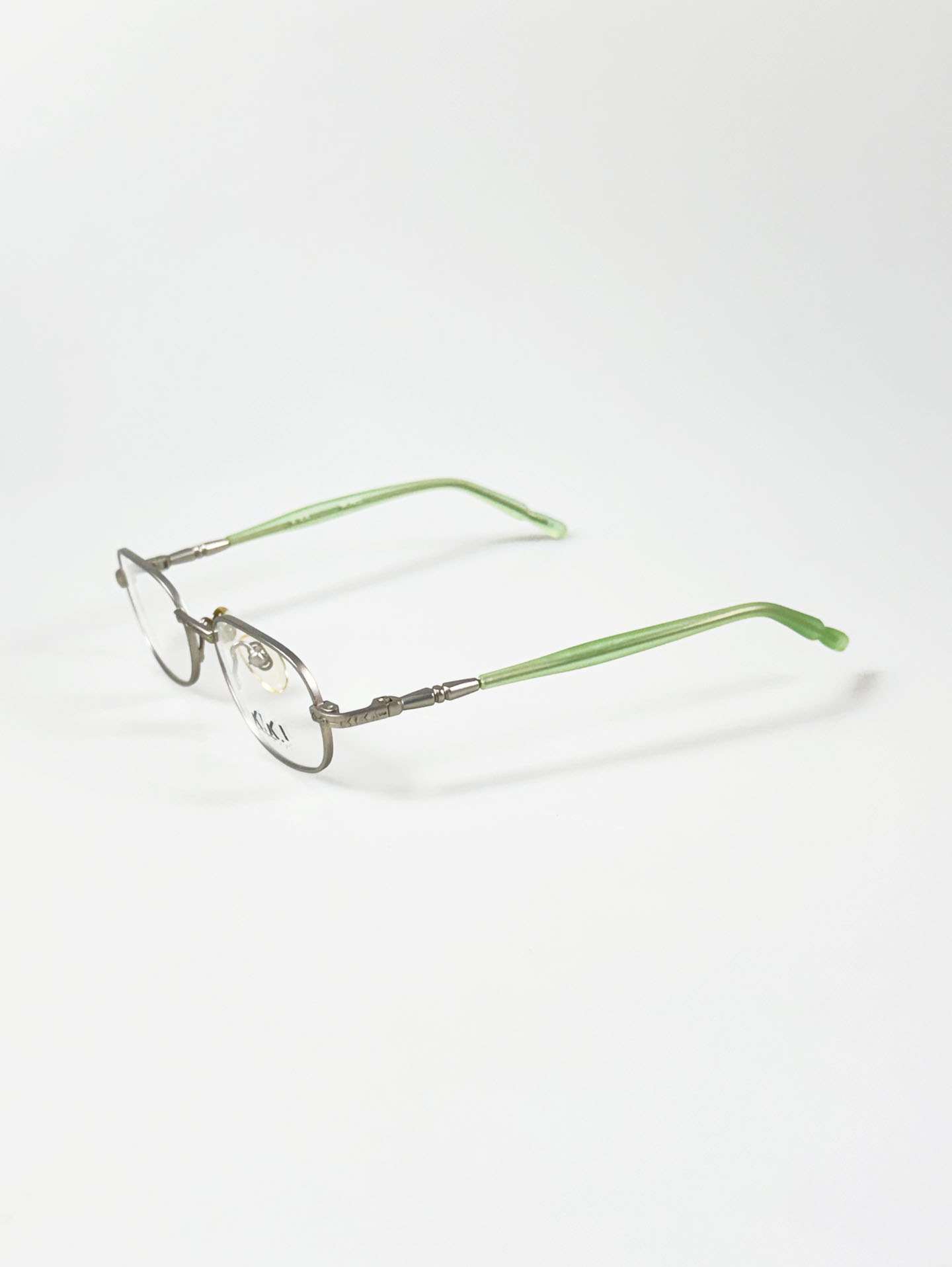 90's K!KA Silver Slim Square Metal Frame Glasses