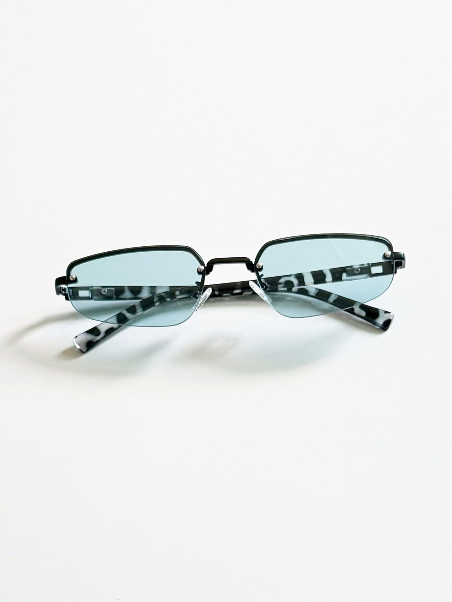 Rimless Square Metal Frame Tint Sunglasses