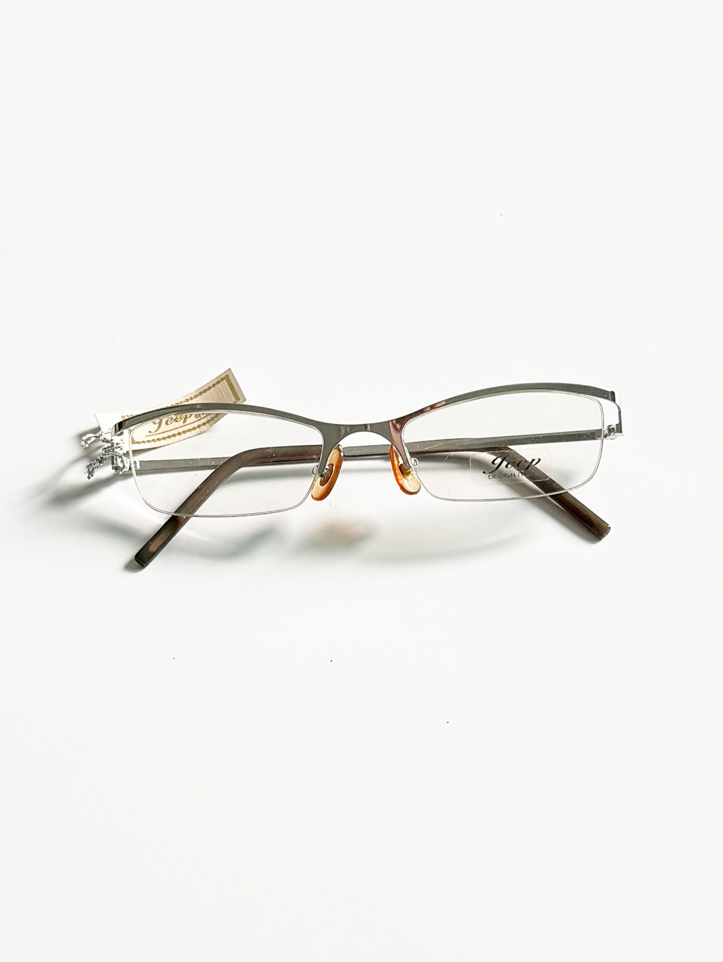 Jeep Silver Square Half-Rim Metal Glasses