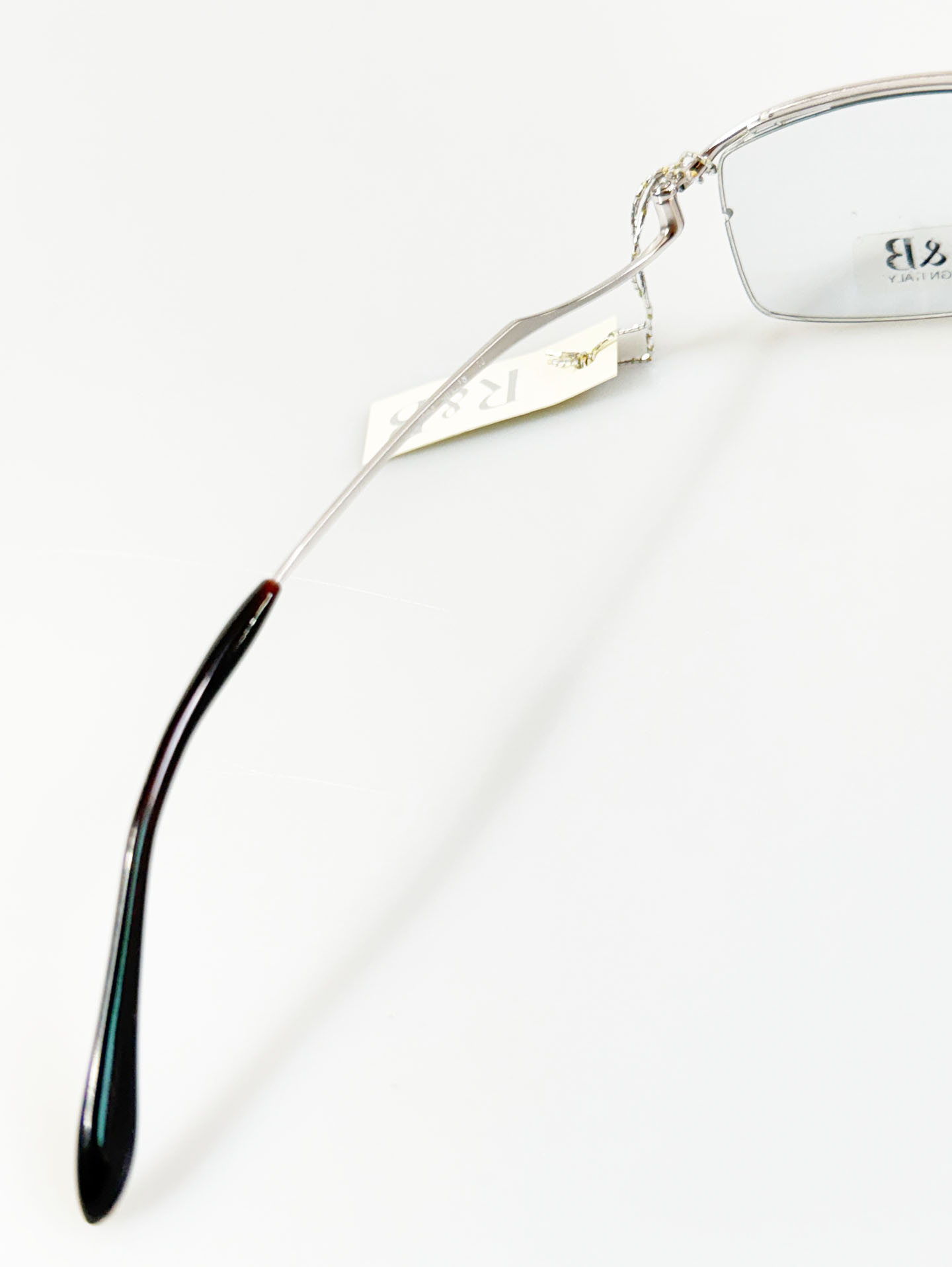 R&B Eyewear Silver Slim Square Semi-Rimless Metal Glasses
