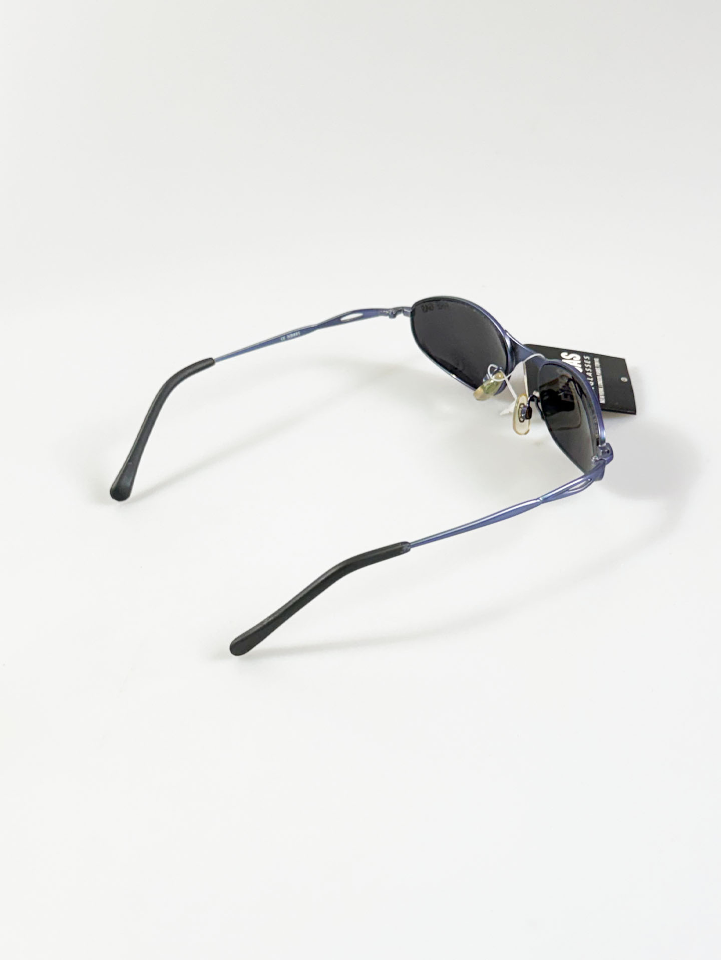 90's FIRE GAS Blue Slim Oval Metal Sunglasses