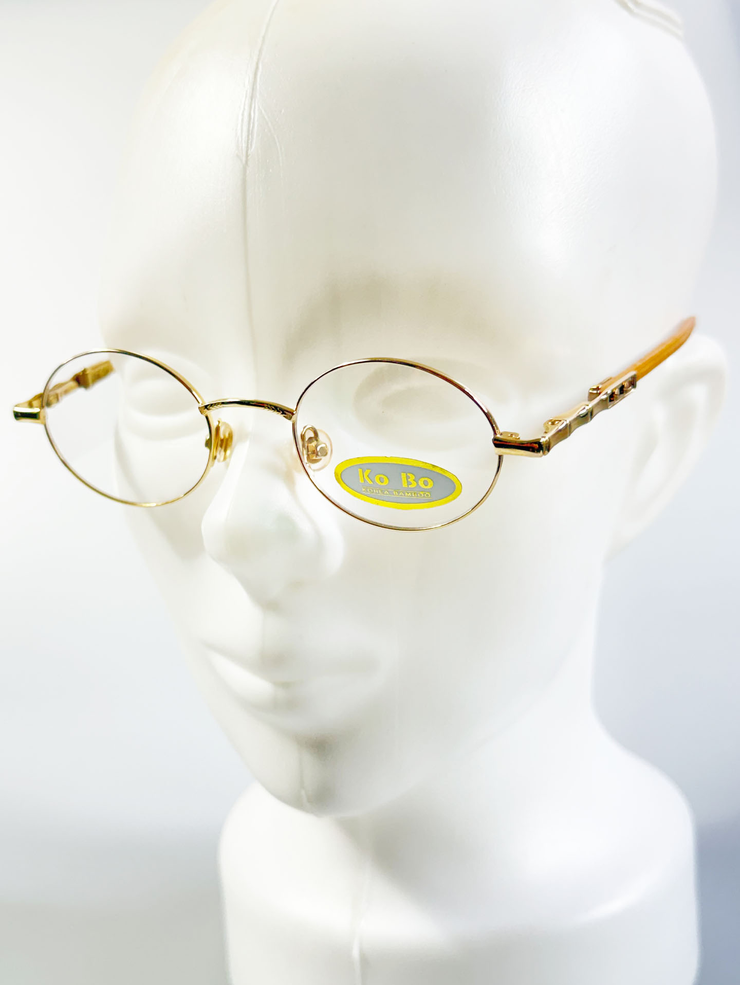 90's KO BO Bamboo Temple Oval Gold Metal Frame Glasses