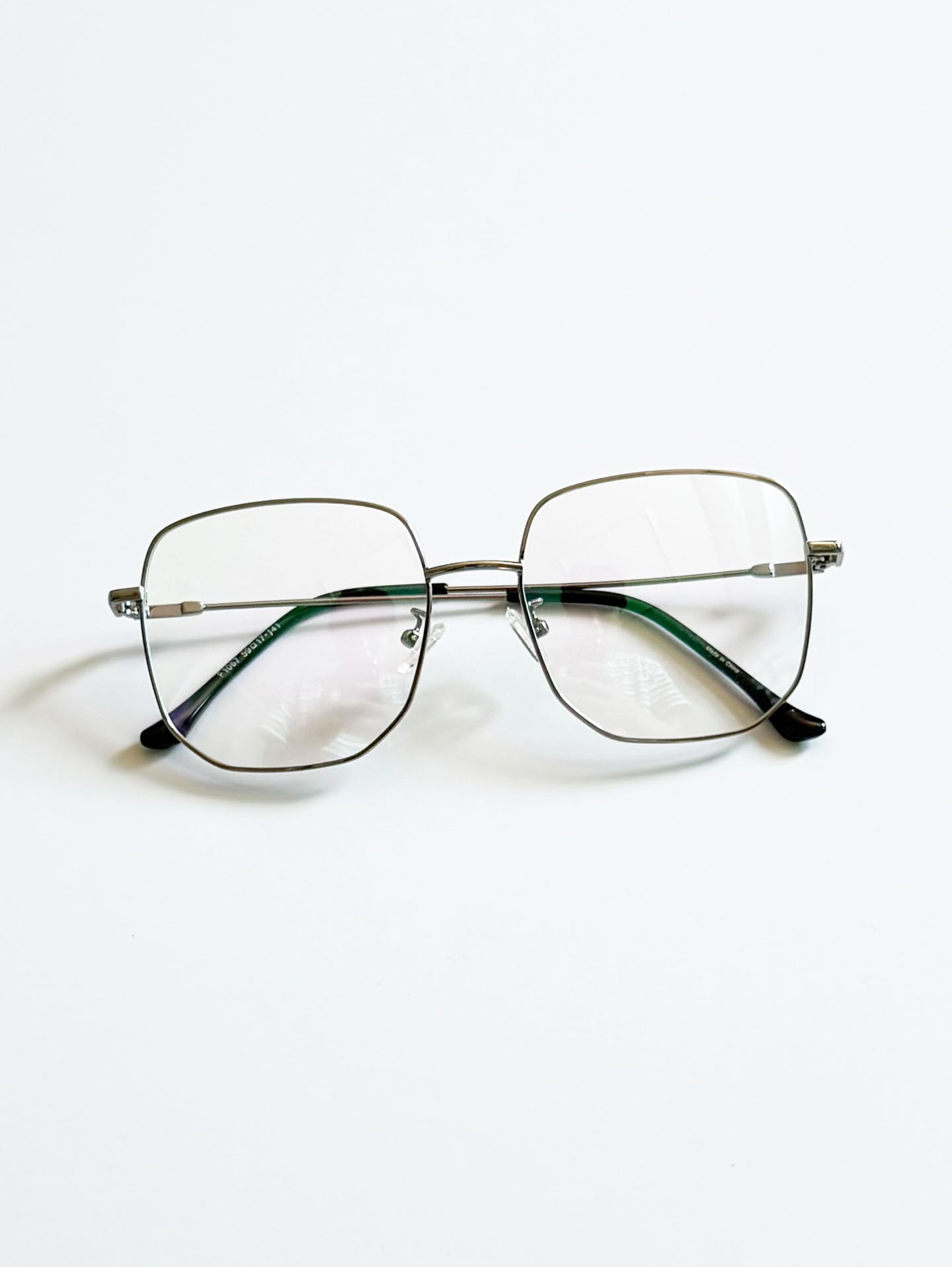 Dark Silver Oversized Square Metal Frame Glasses