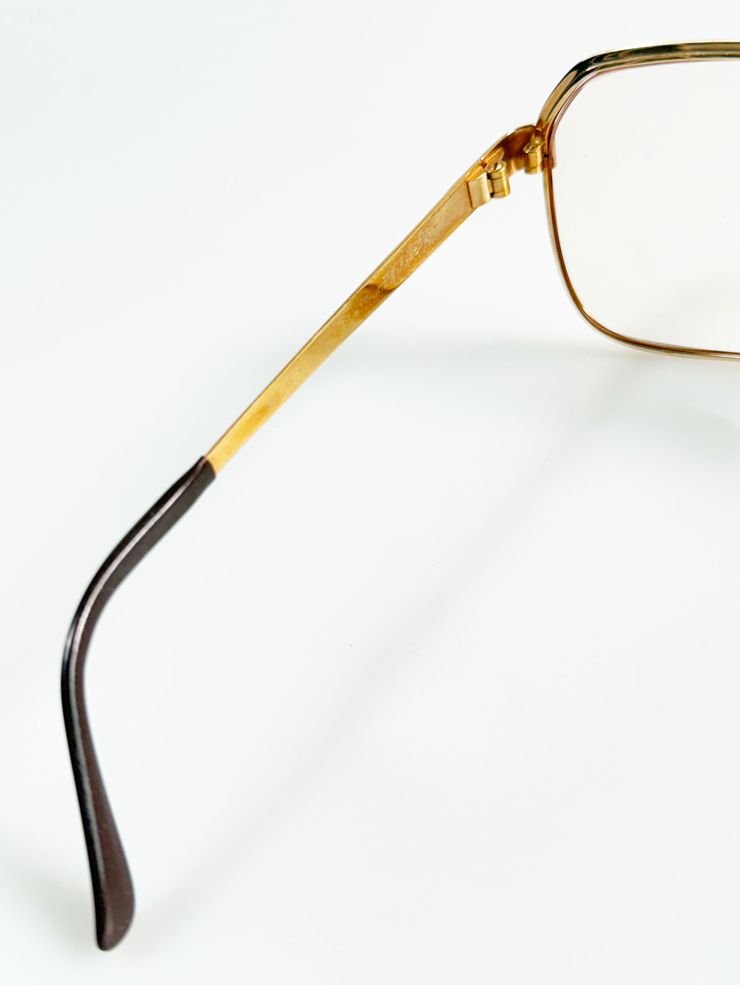 80's Gold & Brown Browline Oversized Square Metal Frame Glasses