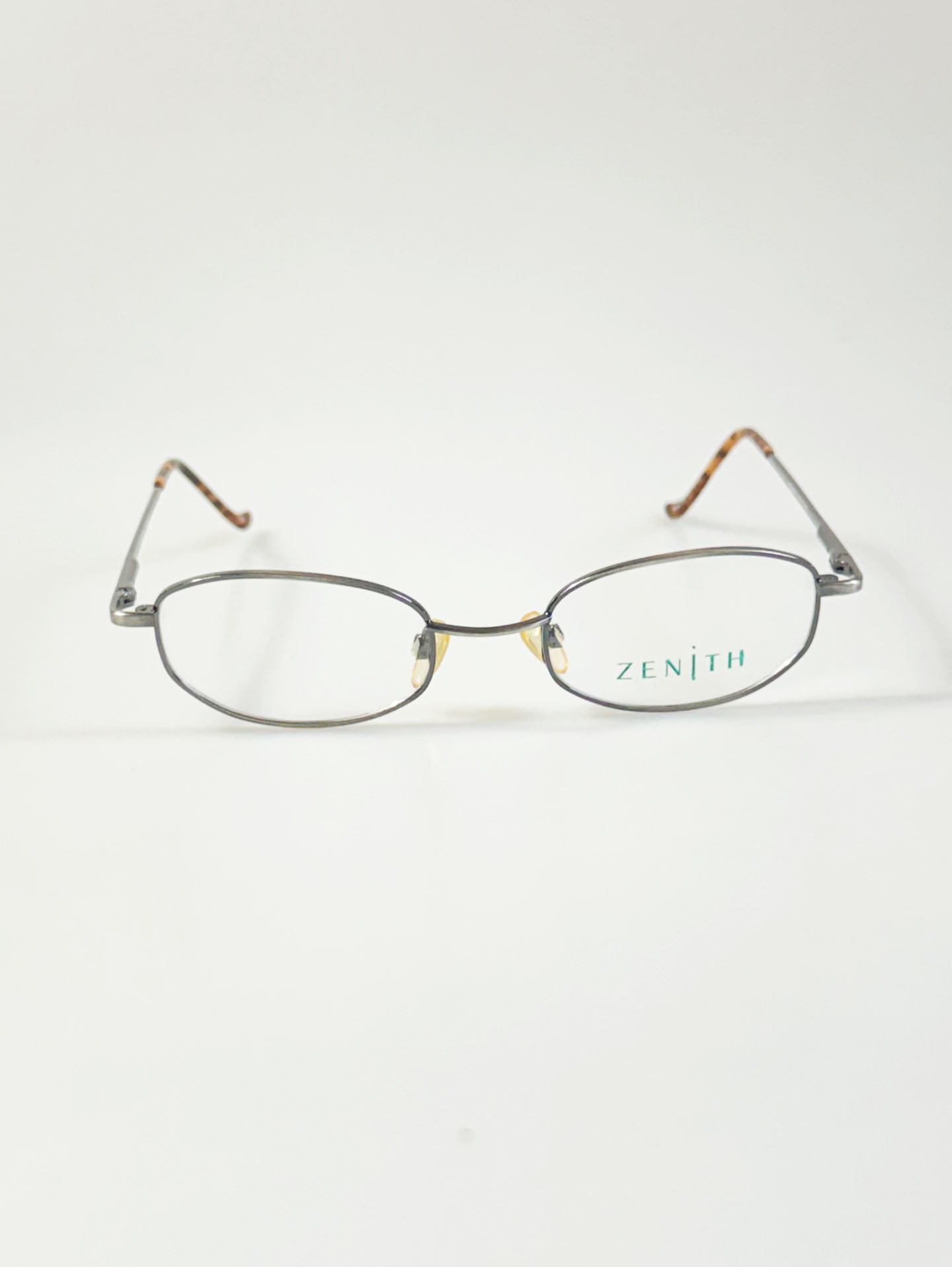90's ZENITH Dark Silver Slim Oval Metal Frame Glasses