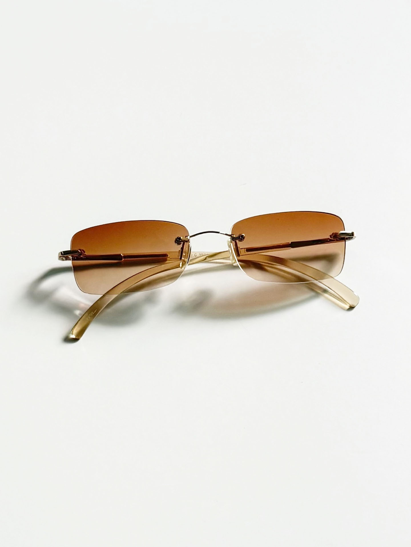 CAPRIO Rimless Gold Metal Square Tint Sunglasses