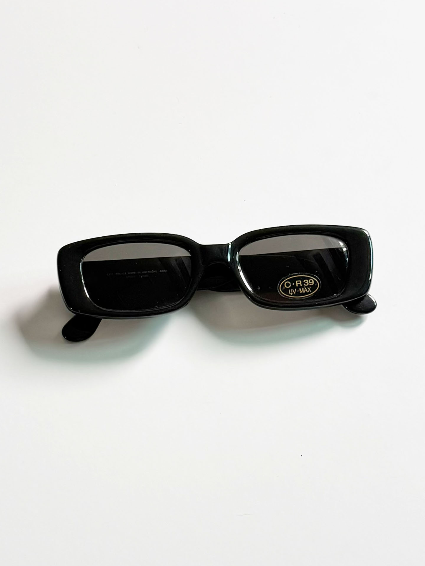 90's CITY POLICE Black Bold Square Acetate Sunglasses