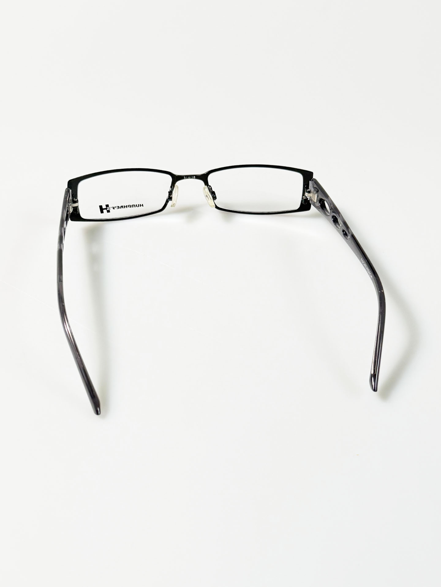 90's HUMPHREY'S Burgundy Cut-Out Slim Square Metal Frame Glasses