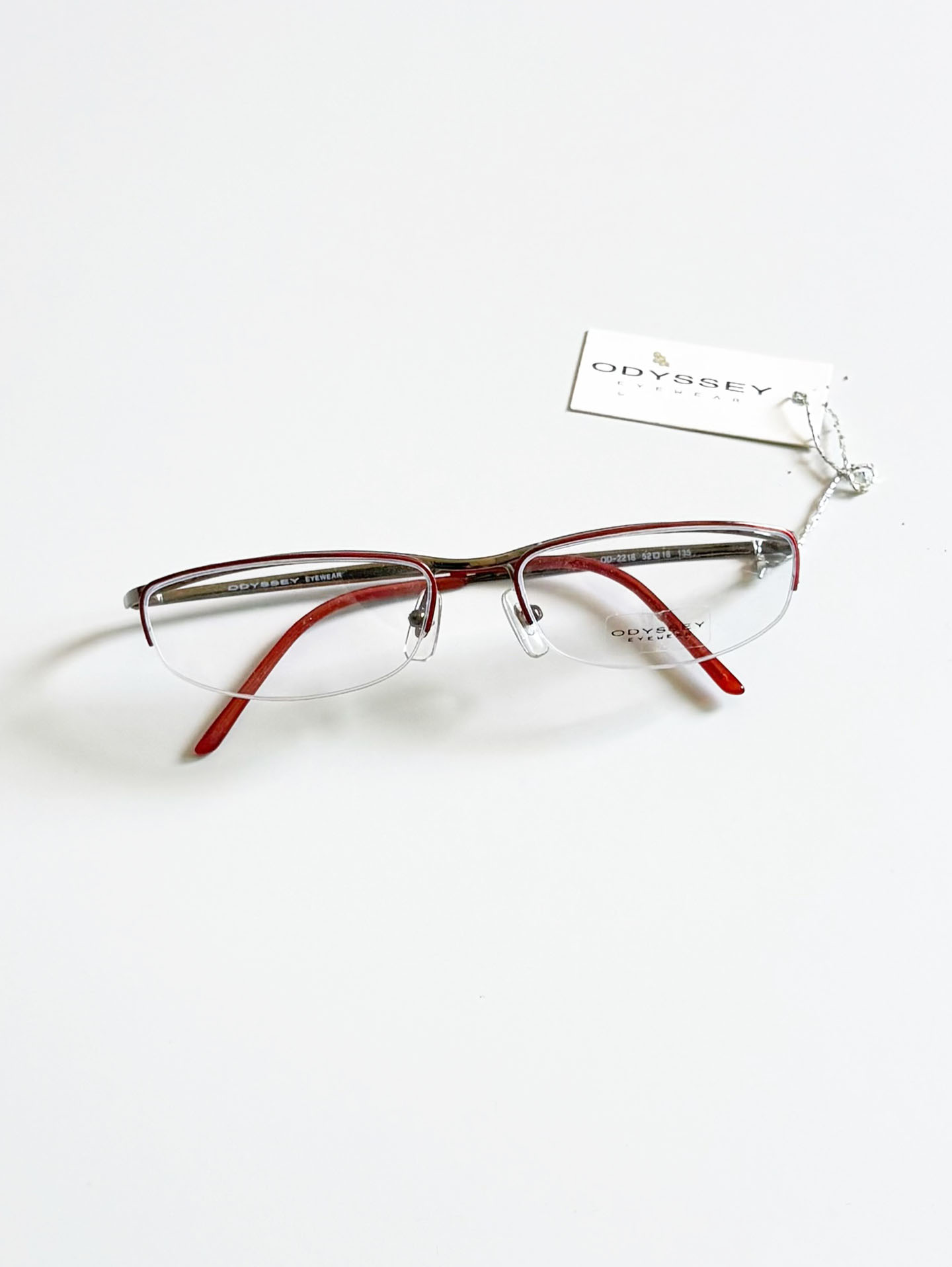 ODYSSEY Red&Silver Half Rim Square Metal Frame Glasses