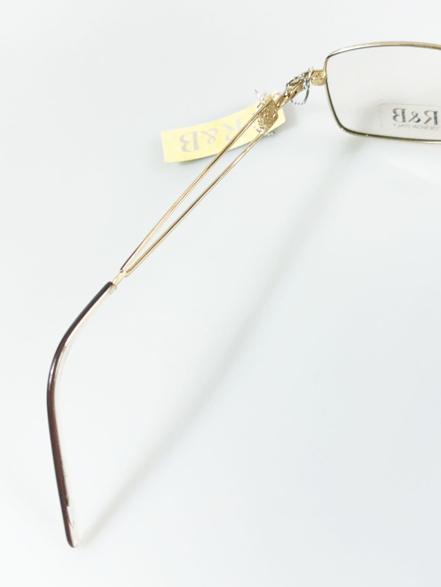 R&B Eyewear Gold Slim Square Metal Frame Glasses