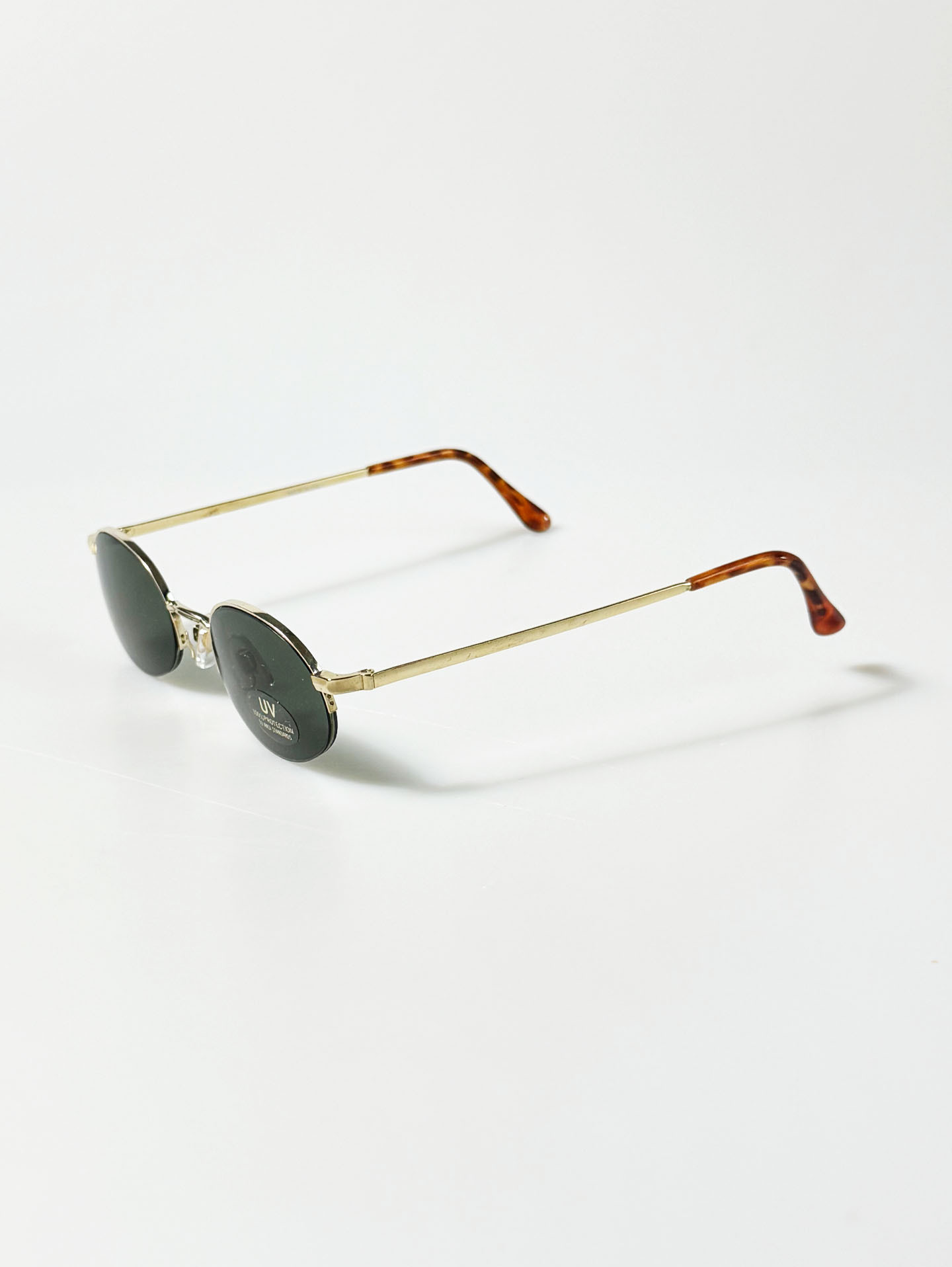 90's Gold Metal Semi-Rimless Oval Sunglasses