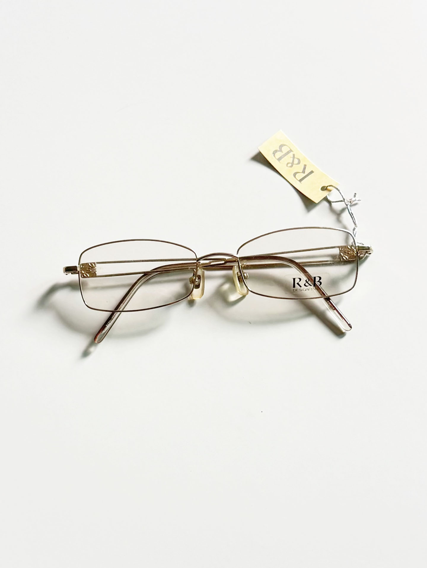 R&B Eyewear Gold Slim Square Metal Frame Glasses