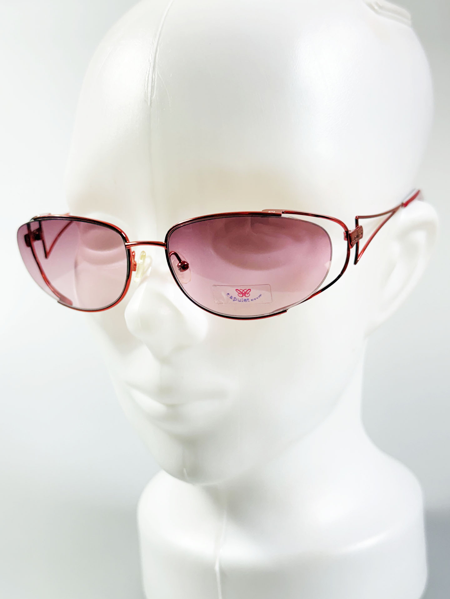 CAPULET Red Oval Double-Layer Metal Frame Gradient Tint Sunglasses