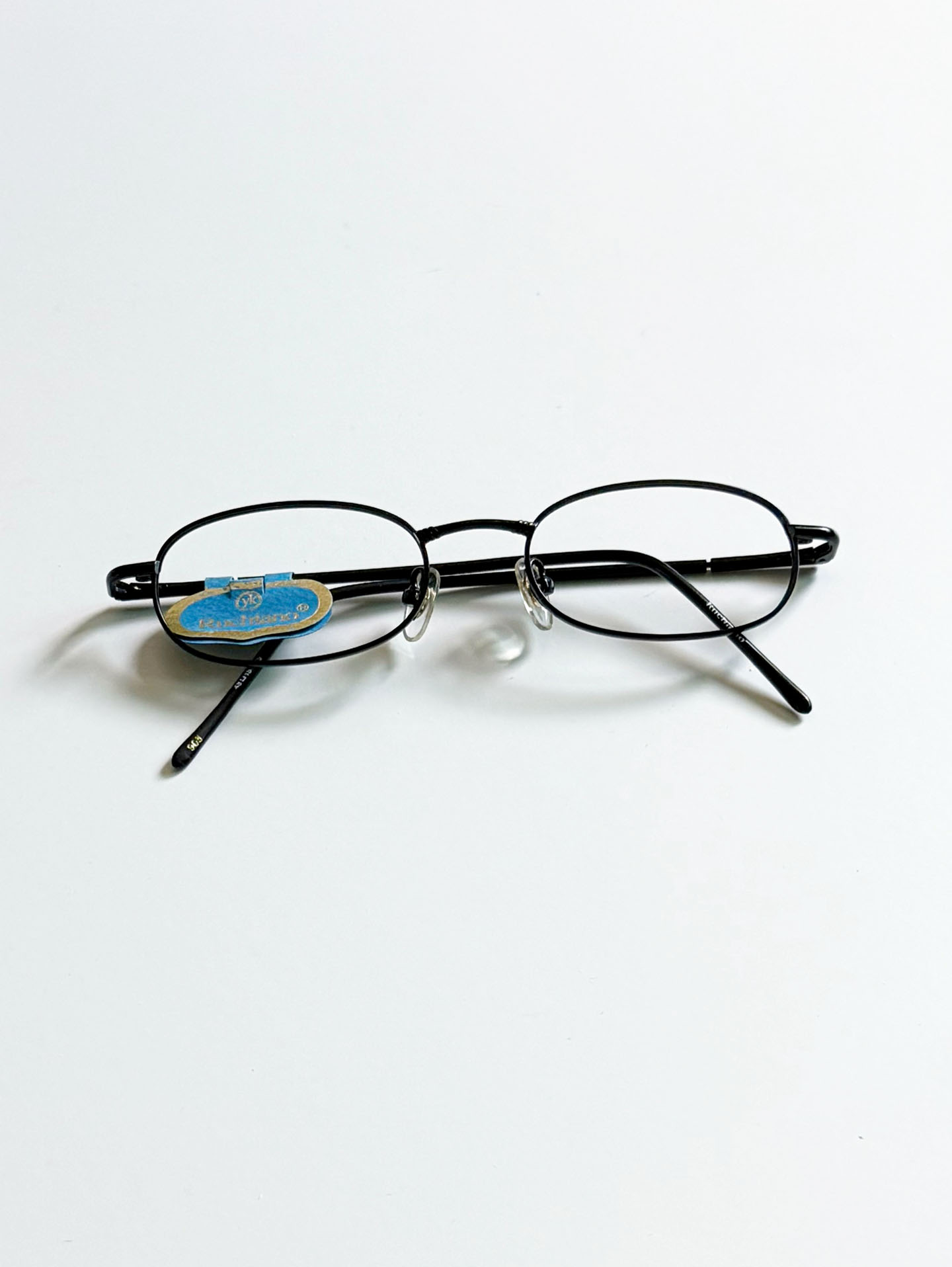 90's RUCHIANO Black Slim Oval Metal Frame Glasses
