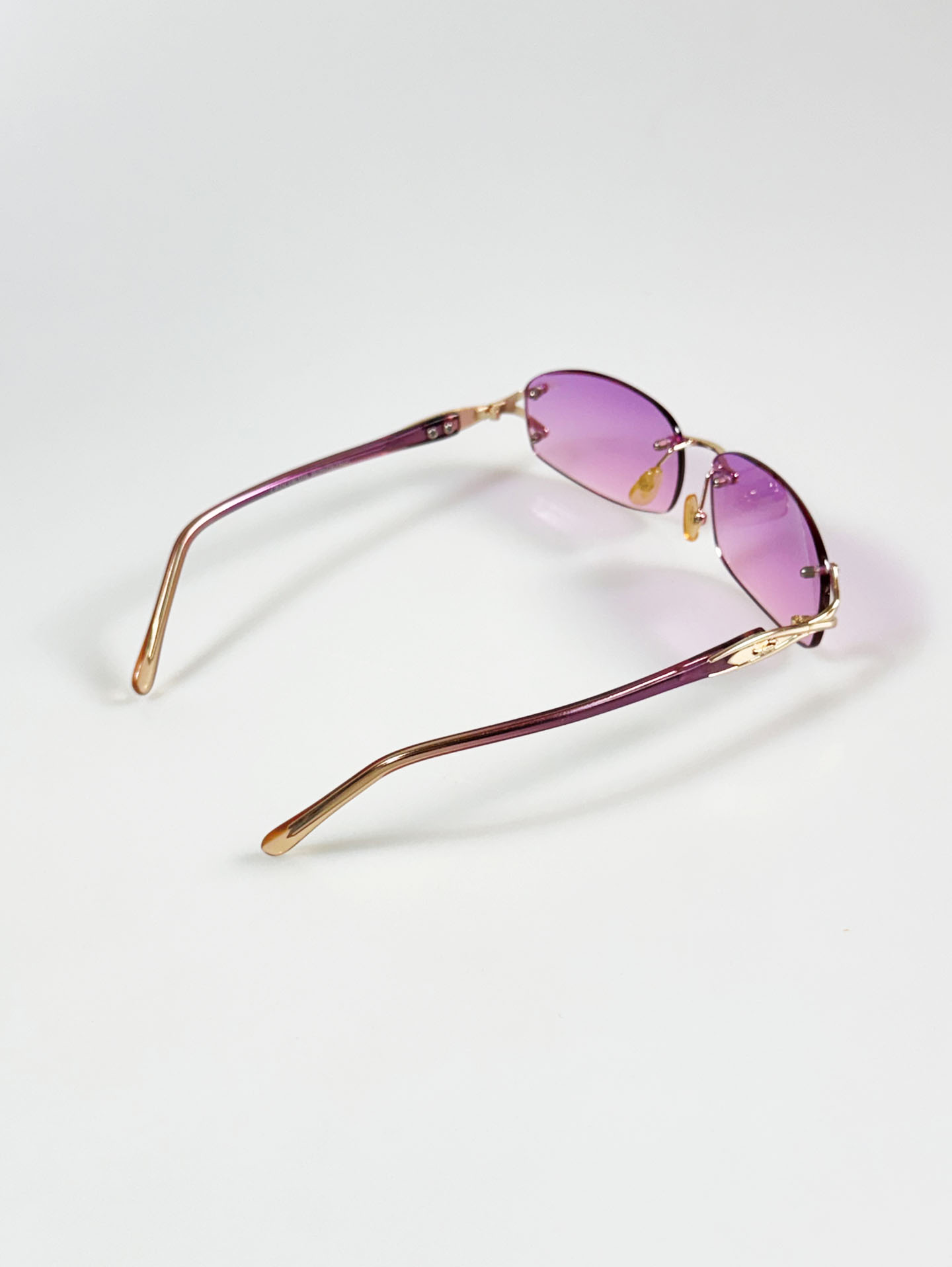 90's CROCOKIDS Purple Rimless Square Metal Tint Sunglasses