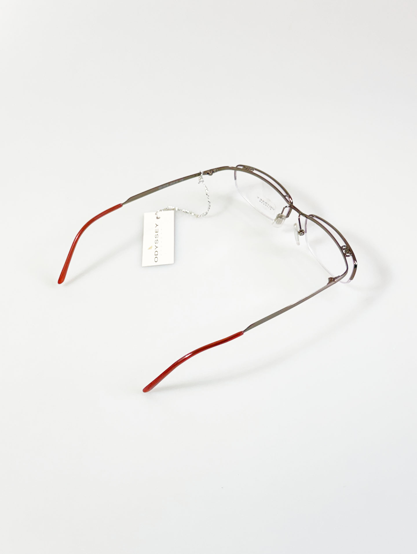 ODYSSEY Red&Silver Half Rim Square Metal Frame Glasses