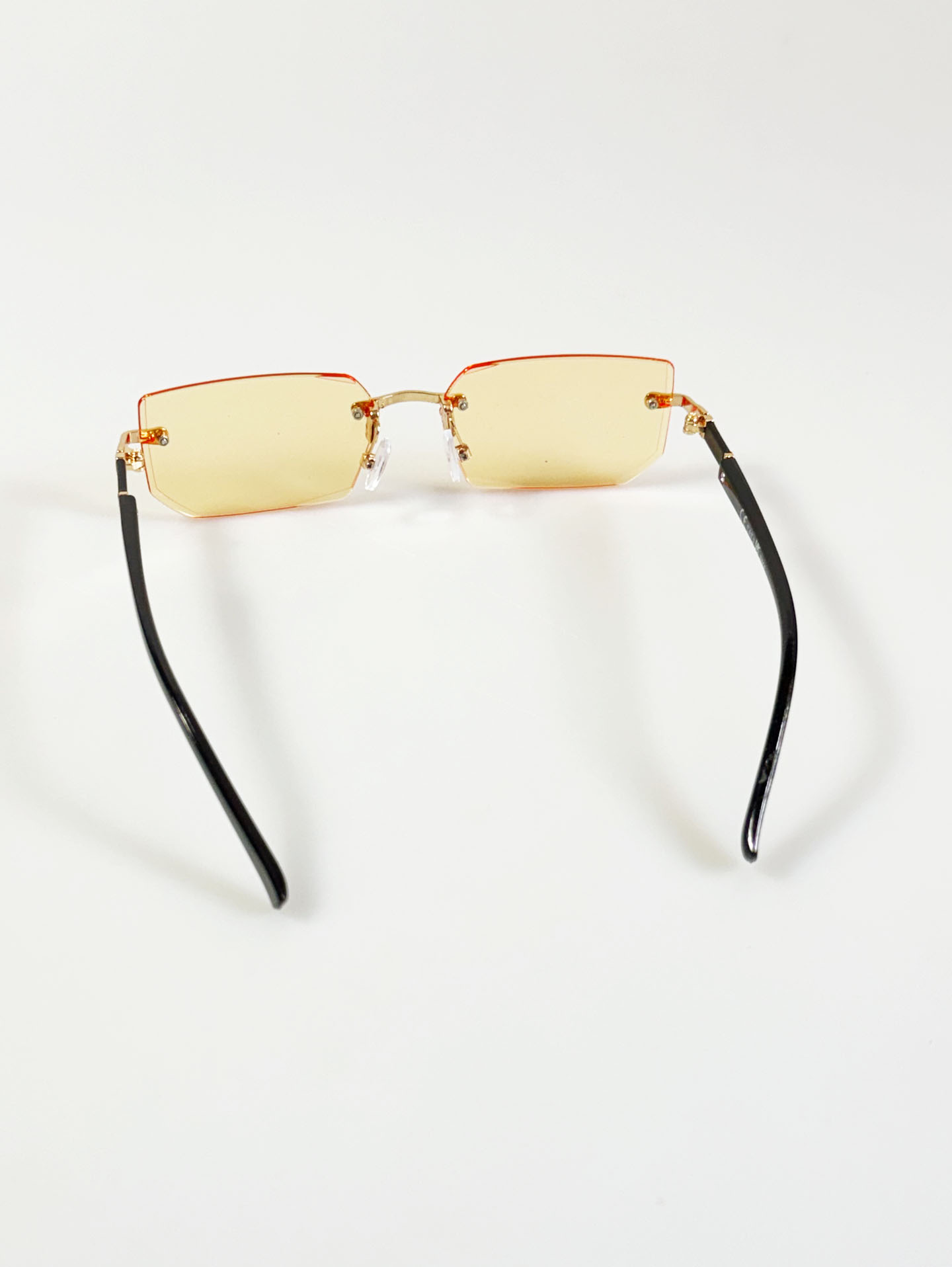 Light Orange Tint Rimless Square Gold Metal Sunglasses