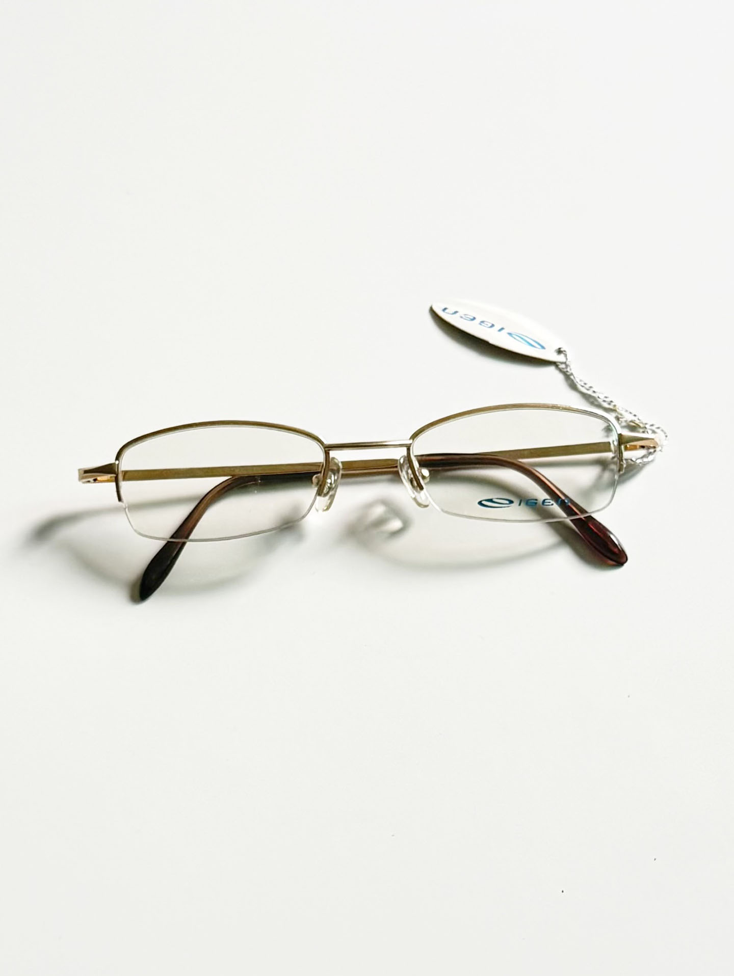 IGEN Gold Half-Rim Square Metal Frame Glasses