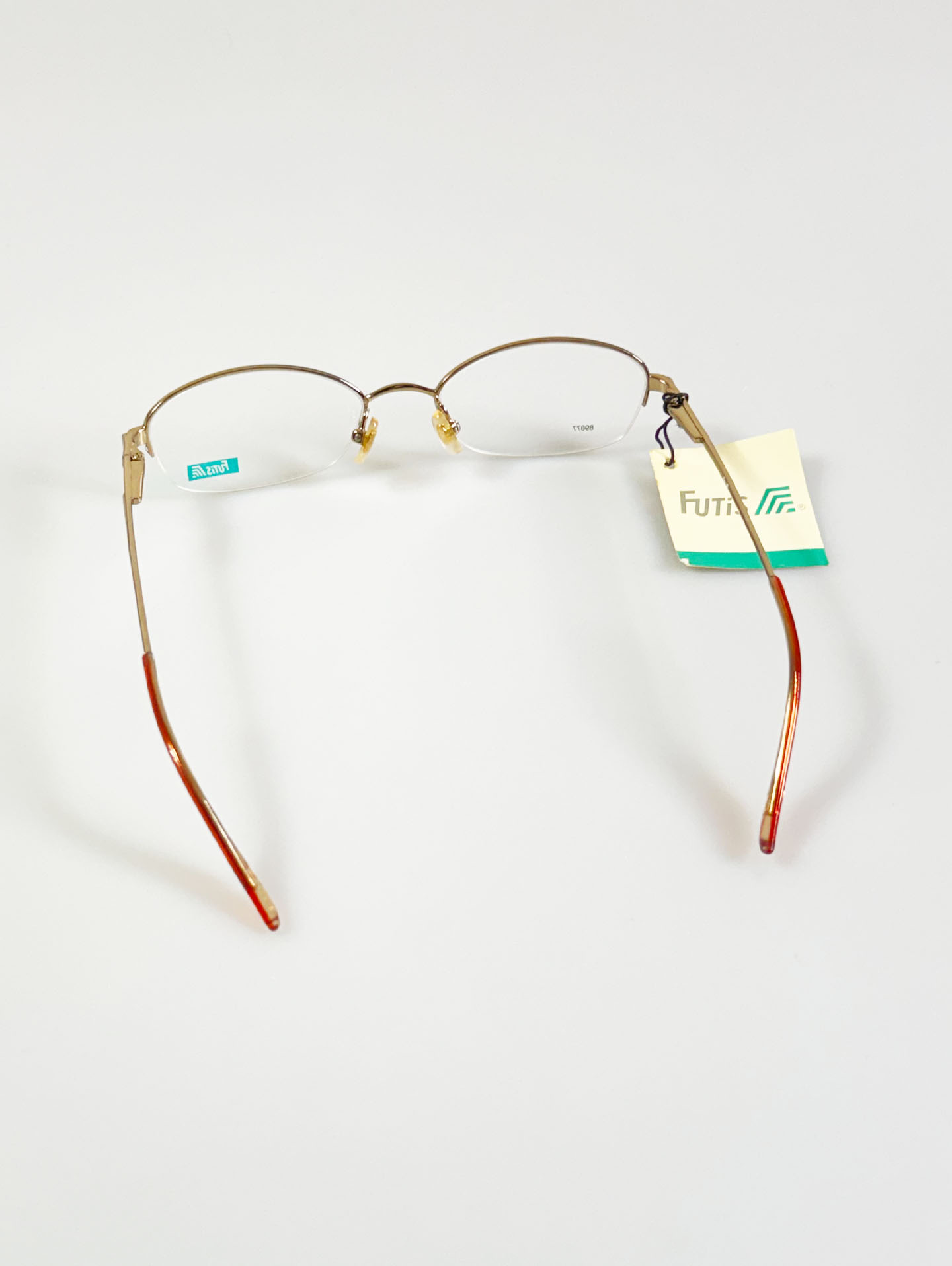 90's FUTIS Gold Semi-Rimless Square Metal Glasses