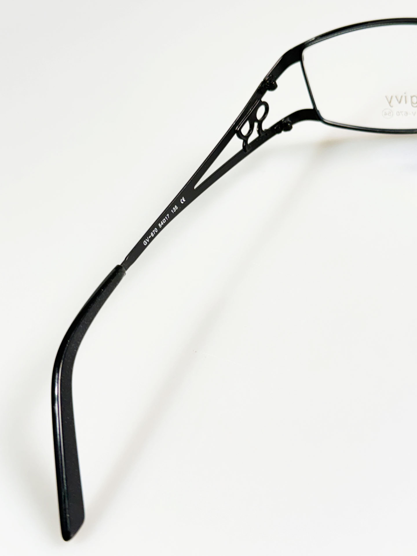 GIVY Black Slim Square Metal Frame Glasses