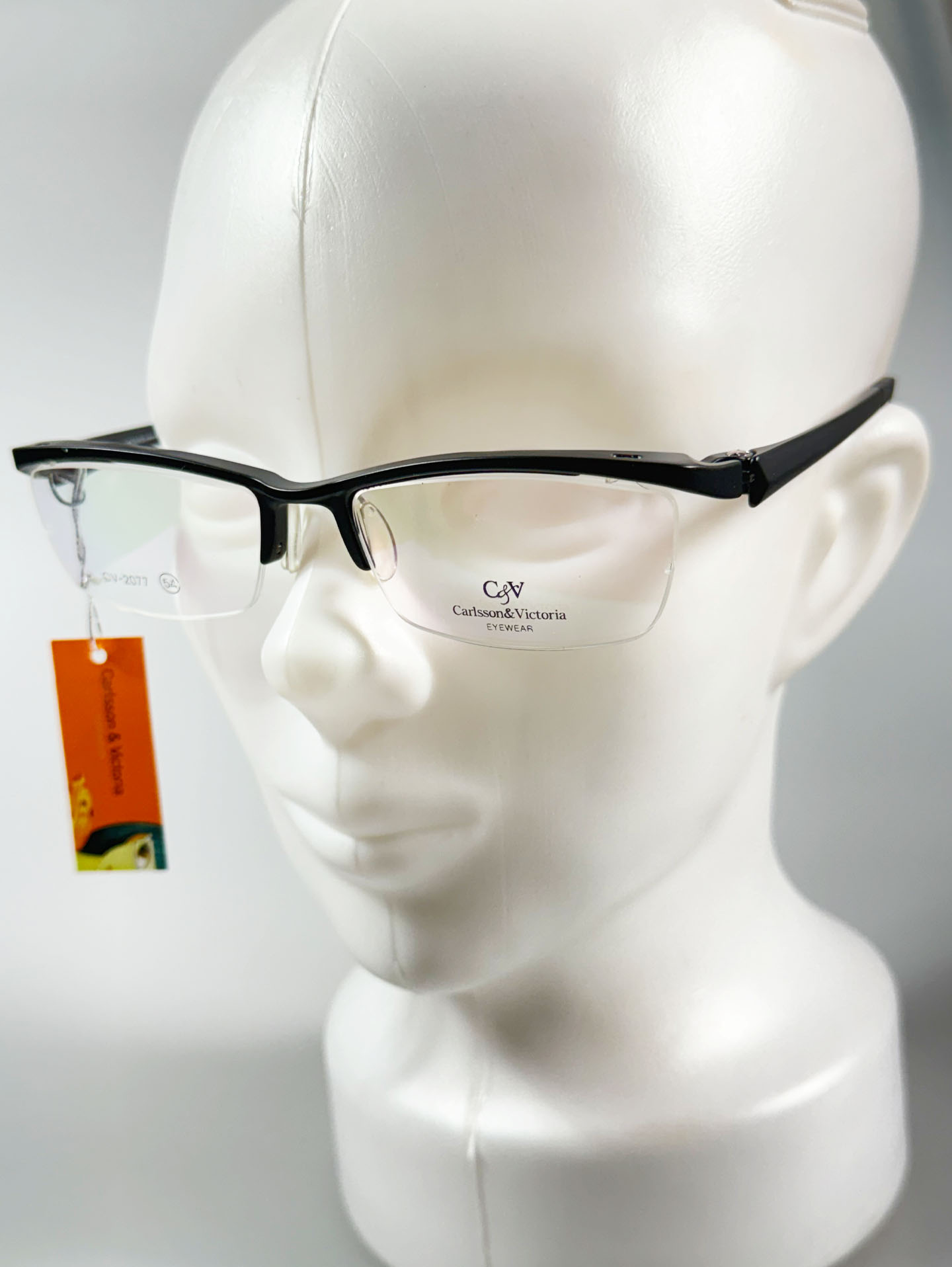 CARLSSON & VICTORIA Black Square Half-Rim Glasses