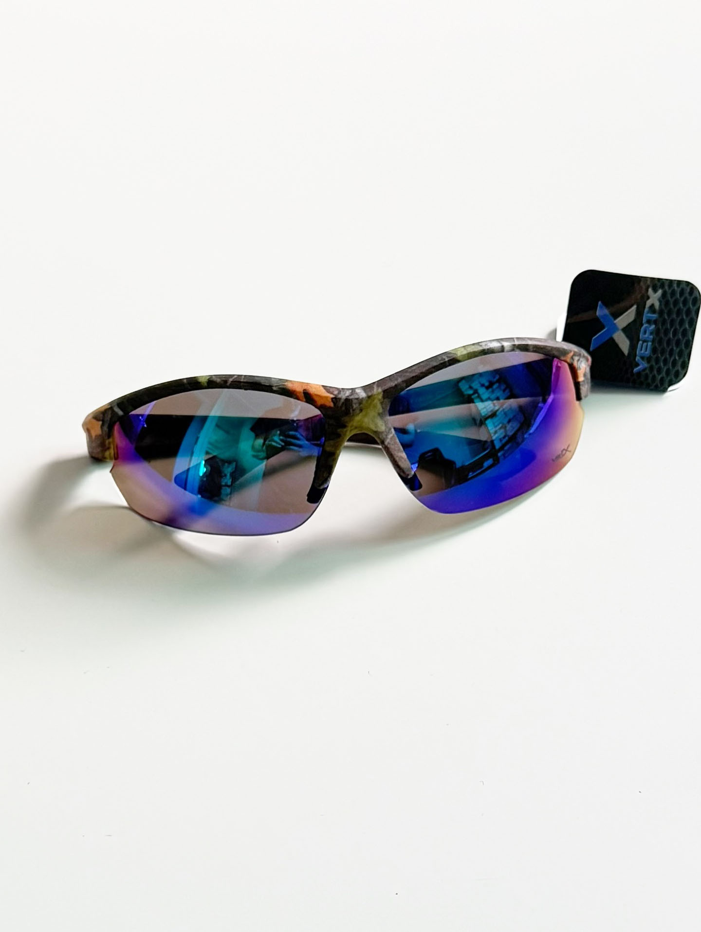 VERTX Realtree Pattern Wraparound Half-Rim Mirrored Sunglasses