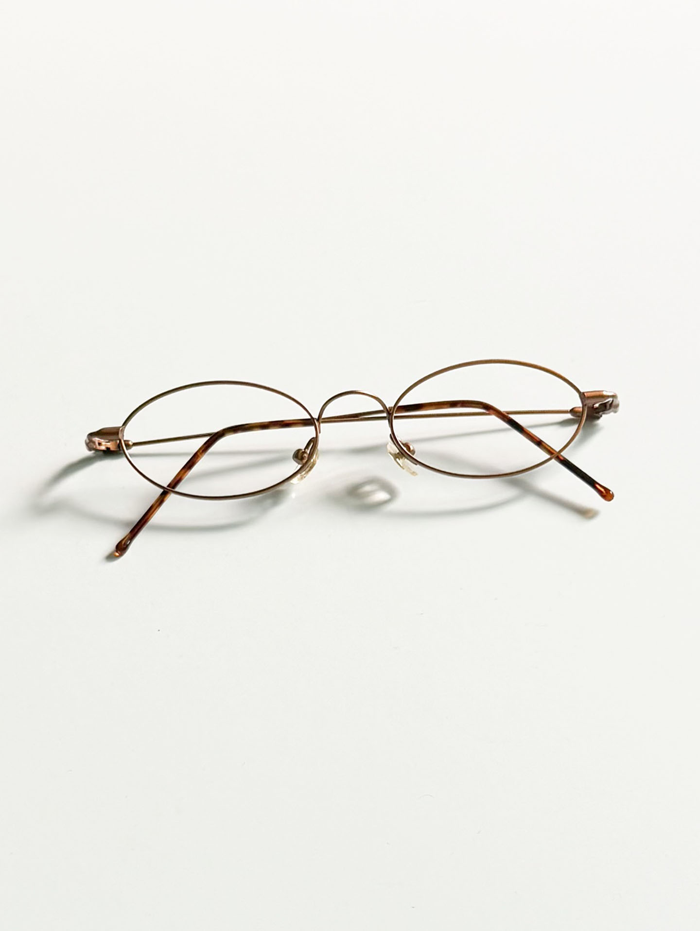 Amber Brown Slim Oval Metal Glasses