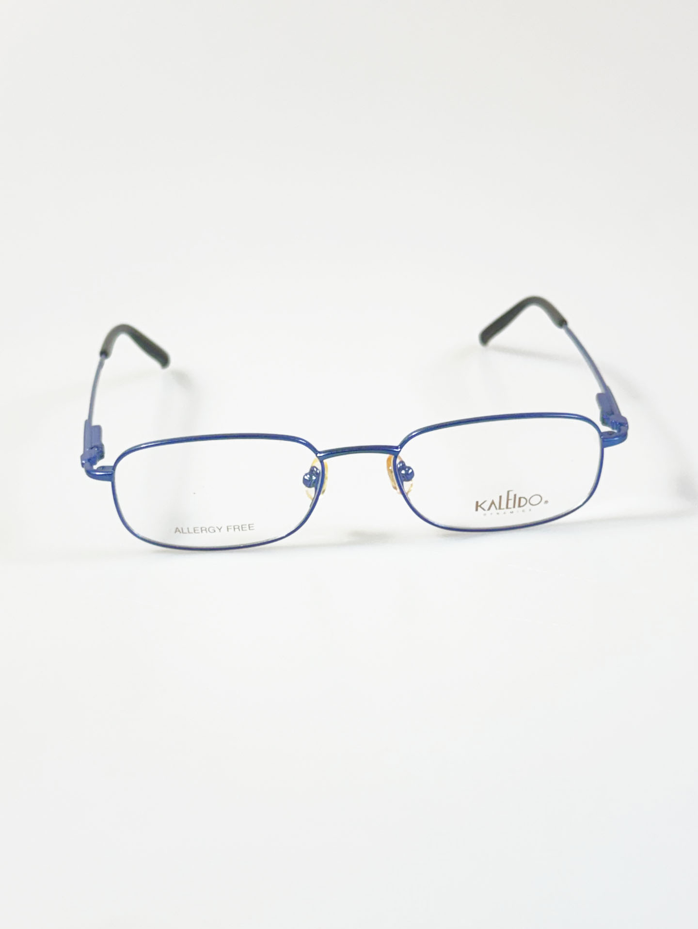 90's KALEIDO Blue Slim Square Metal Frame Glasses