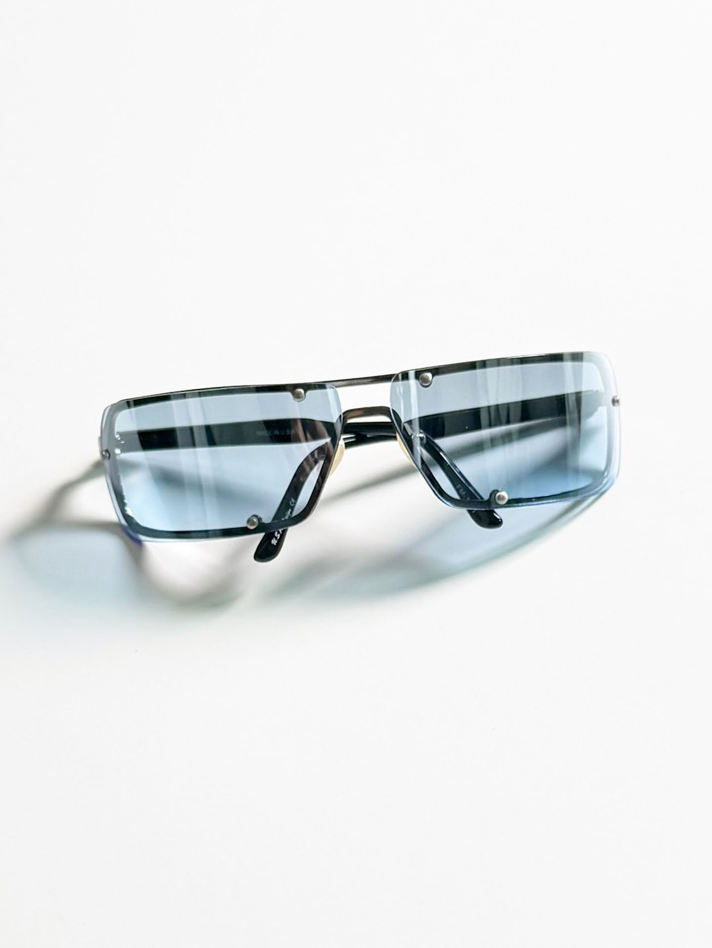 Rimless Shield Square Metal Tint Sunglasses