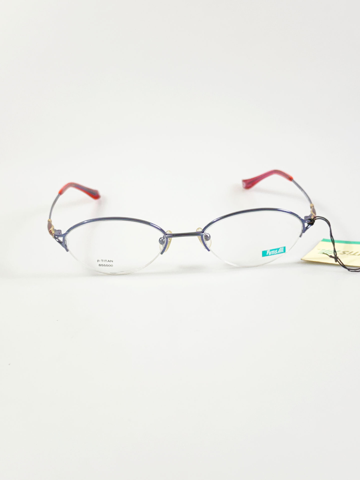 90's FUTIS Blue Purple Semi-Rimless Oval Metal Glasses
