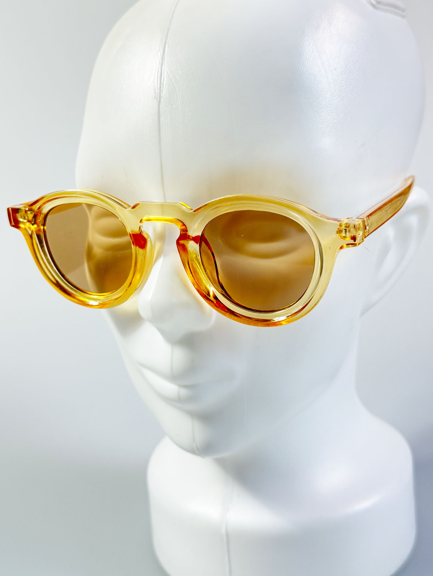 Clear Amber Bold Round Tinted Sunglasses