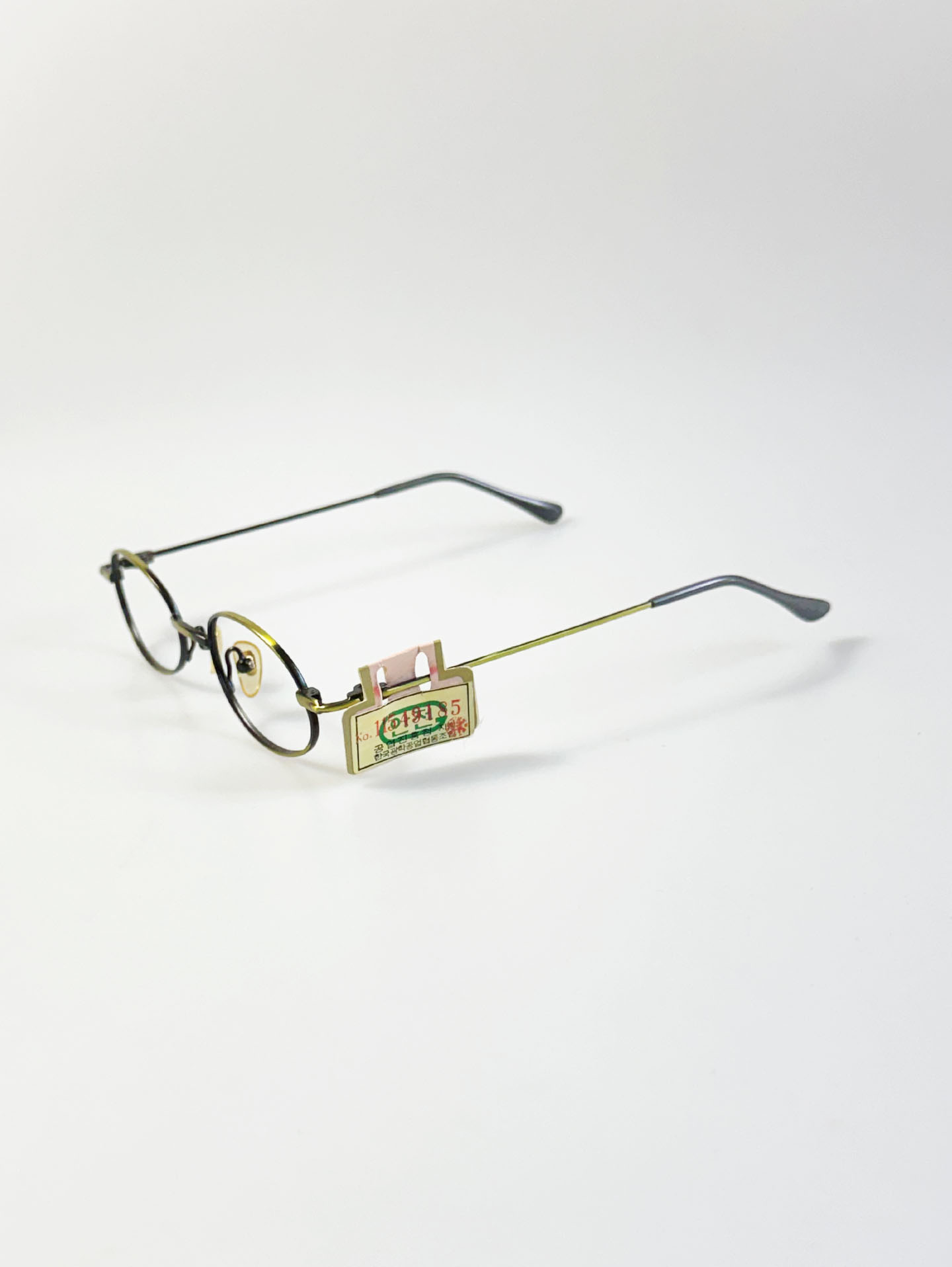 90's TORTOISE Antique Two-Tone Metal Slim Oval Frame Glasses