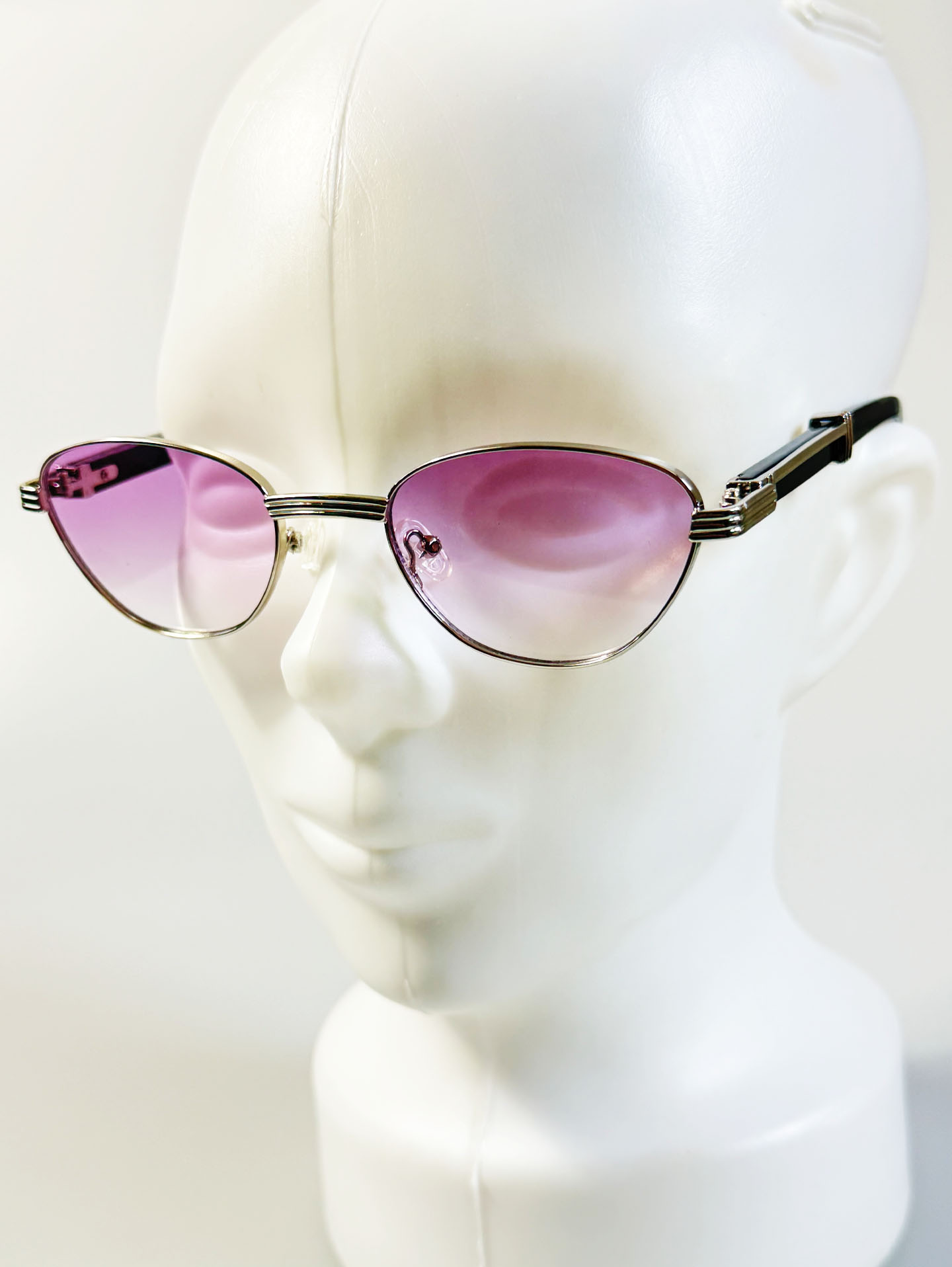 Silver Slim Oval Metal Frame Tint Sunglasses