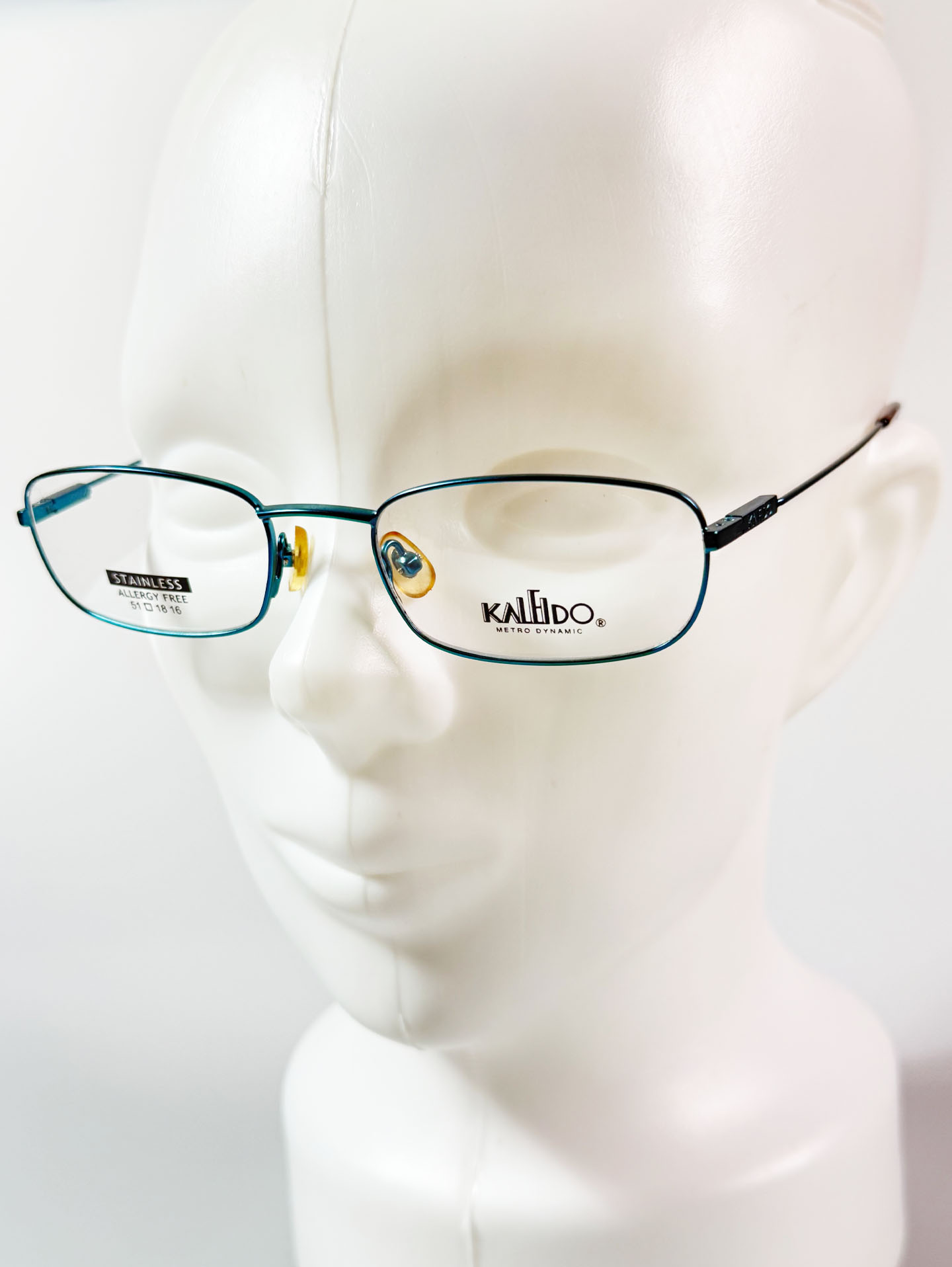 90's KALEIDO Teal Slim Square Metal Frame Glasses