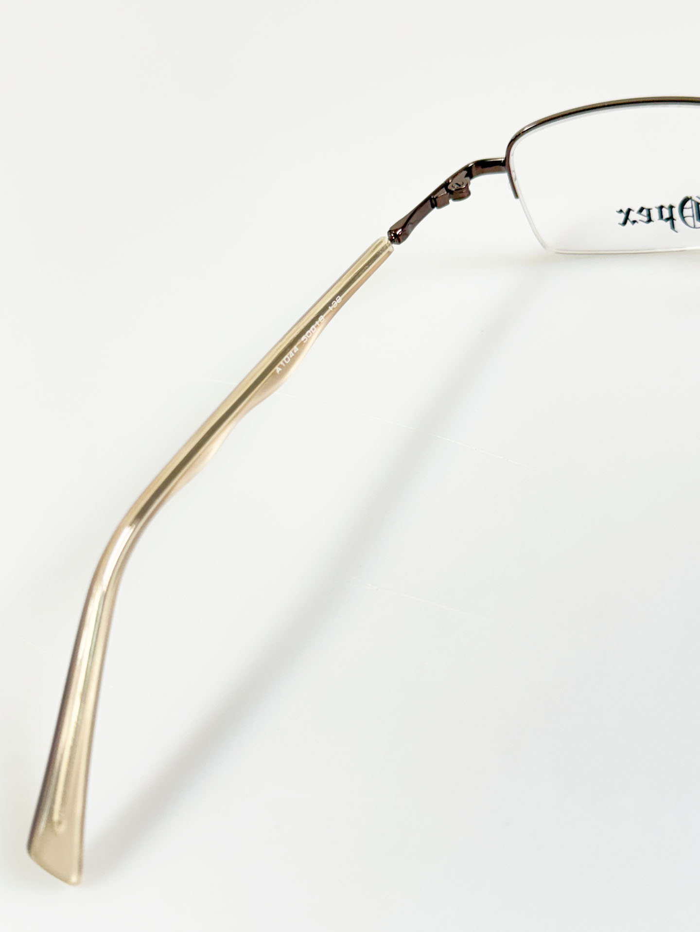 OPEX Brown Semi-Rimless Rectangular Metal Frame Glasses