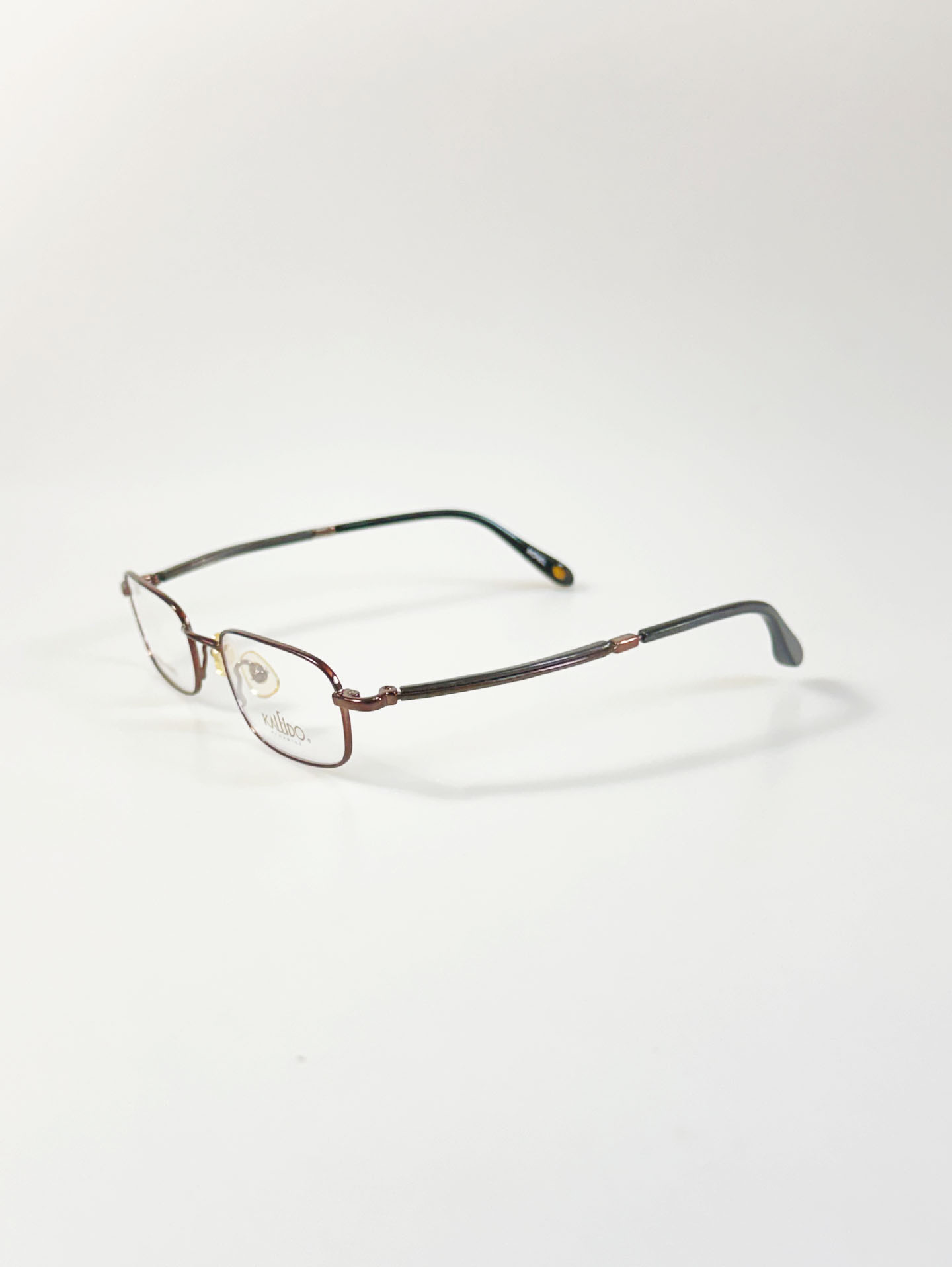 90's KALEIDO Brown Slim Square Metal Frame Glasses