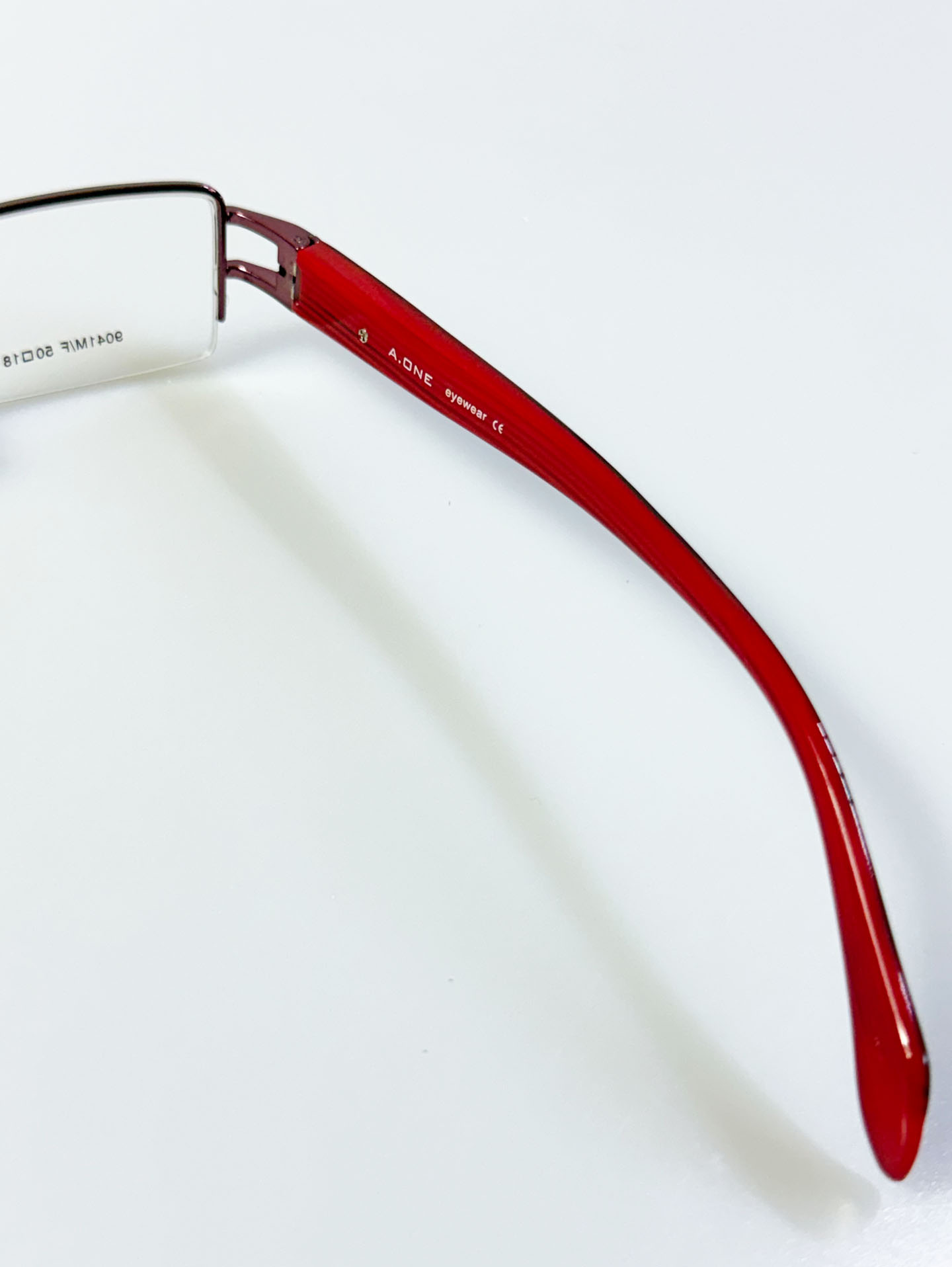 A.ONE Wine Red Half-Rim Square Metal Glasses
