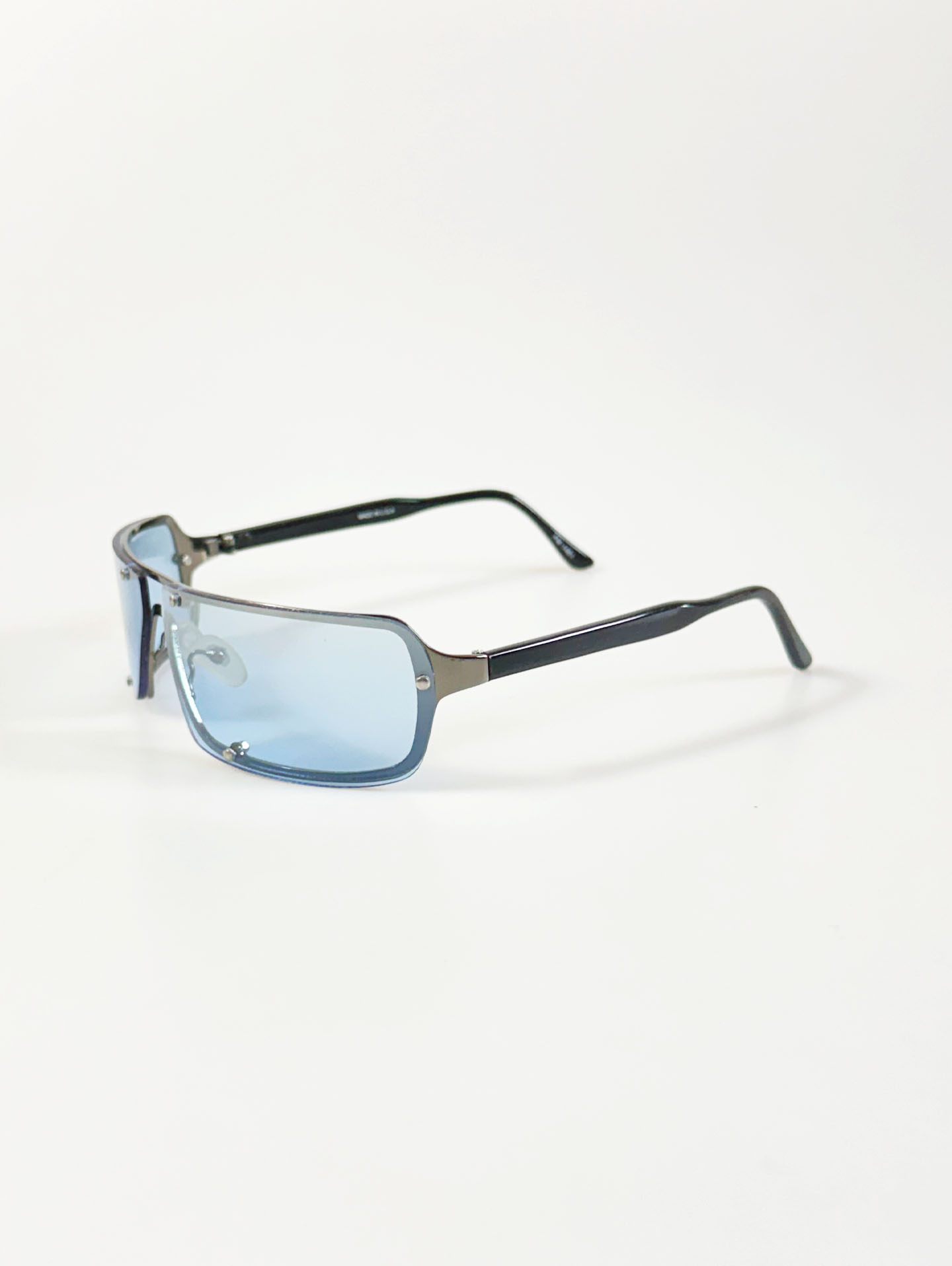 Rimless Shield Square Metal Tint Sunglasses