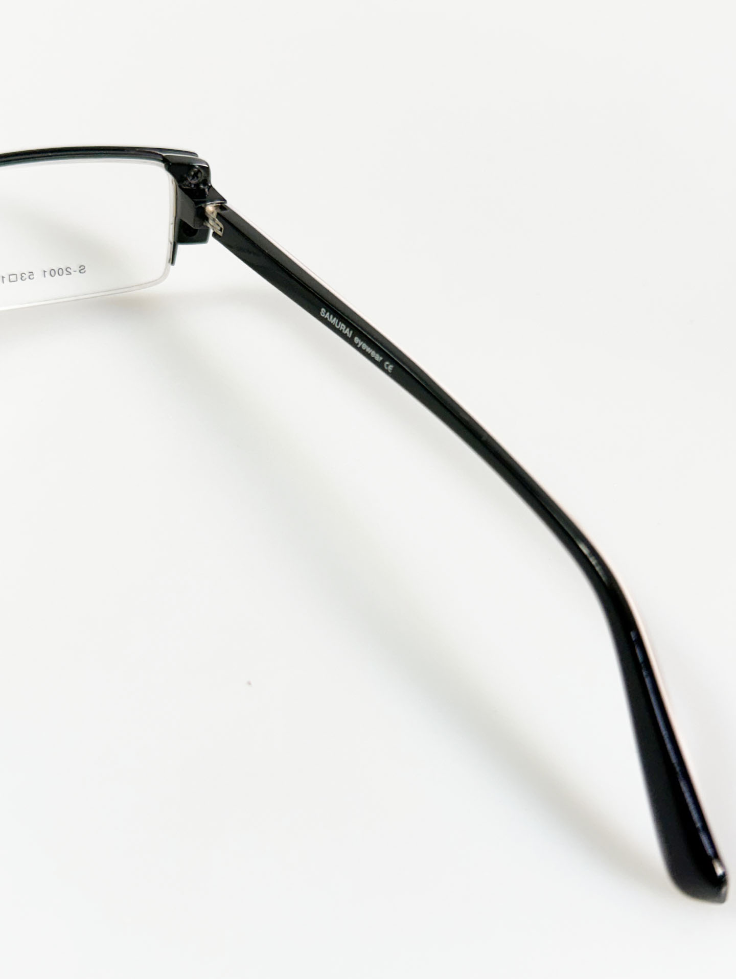 LUXURY Eyewear Bronze Slim Square Metal Frame Glasses SAMURAI Eyewear Black Square Half-Rim Metal Fr