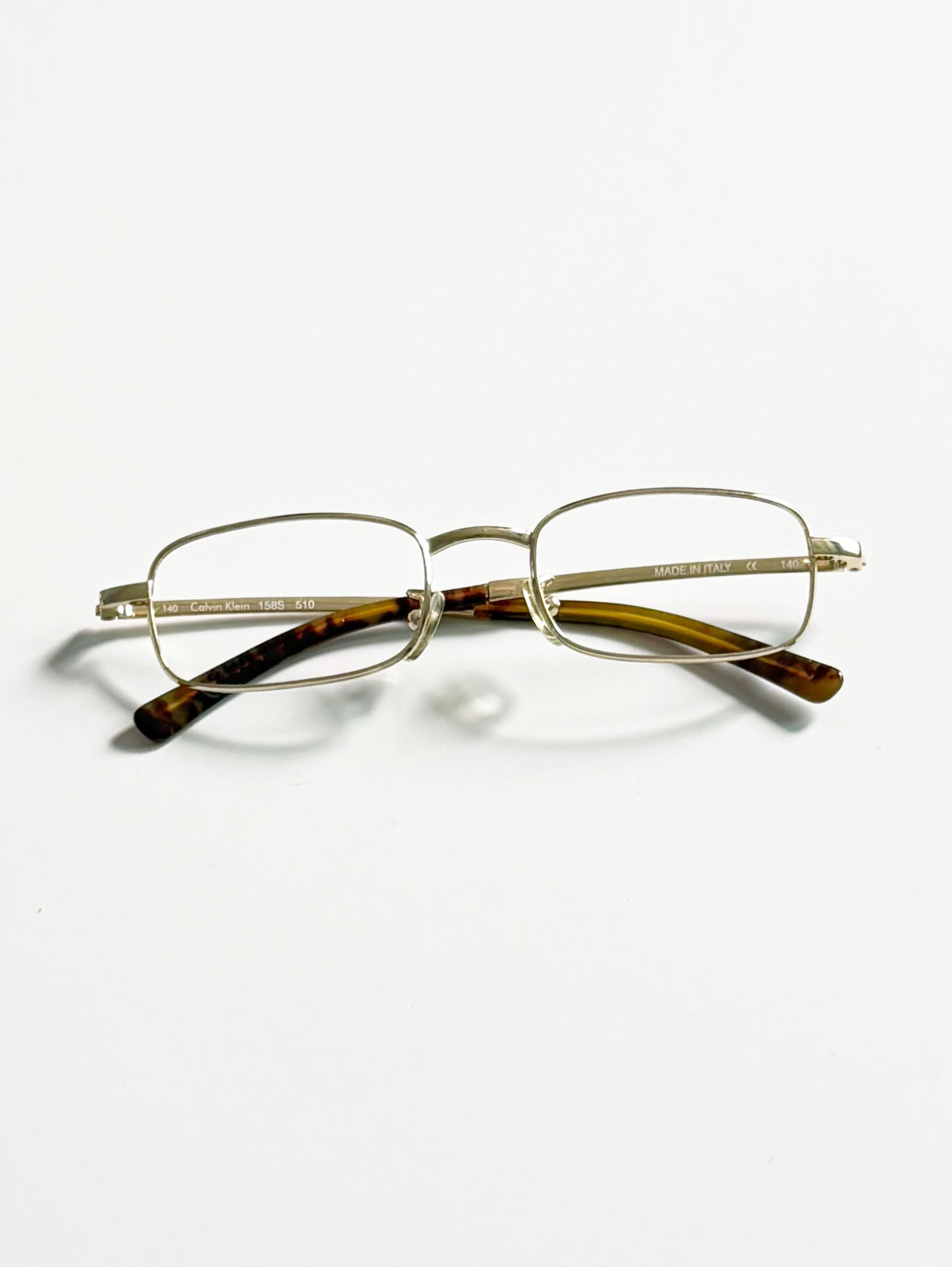 Calvin Klein Gold Slim Square Metal Frame Glasses