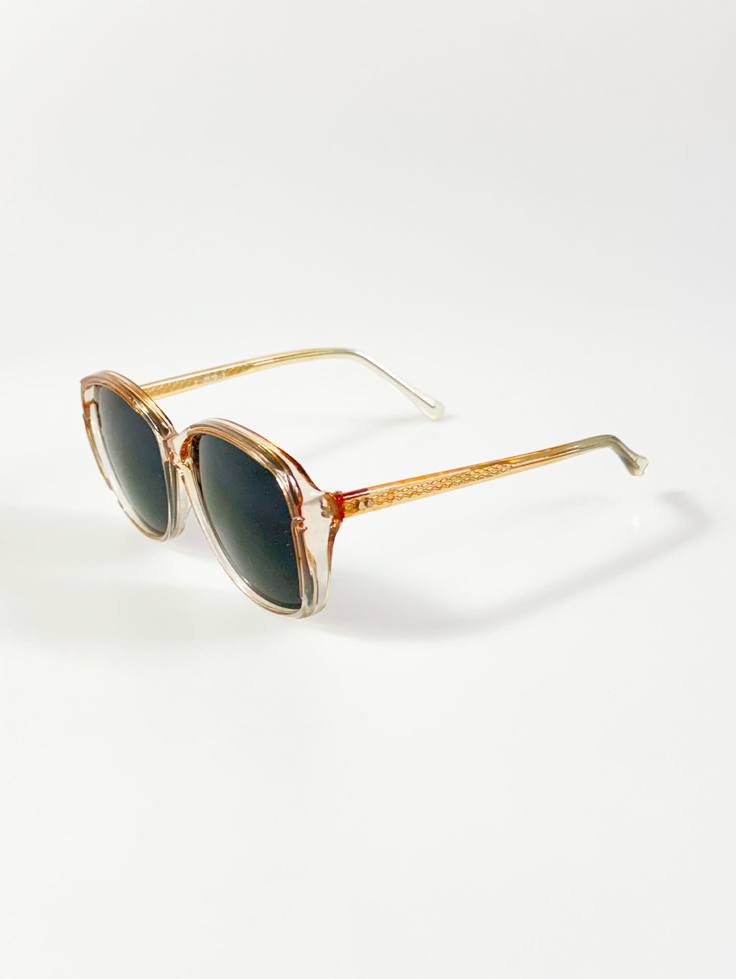 Champagne Crystal Clear Two-Tone Bold Square Sunglasses
