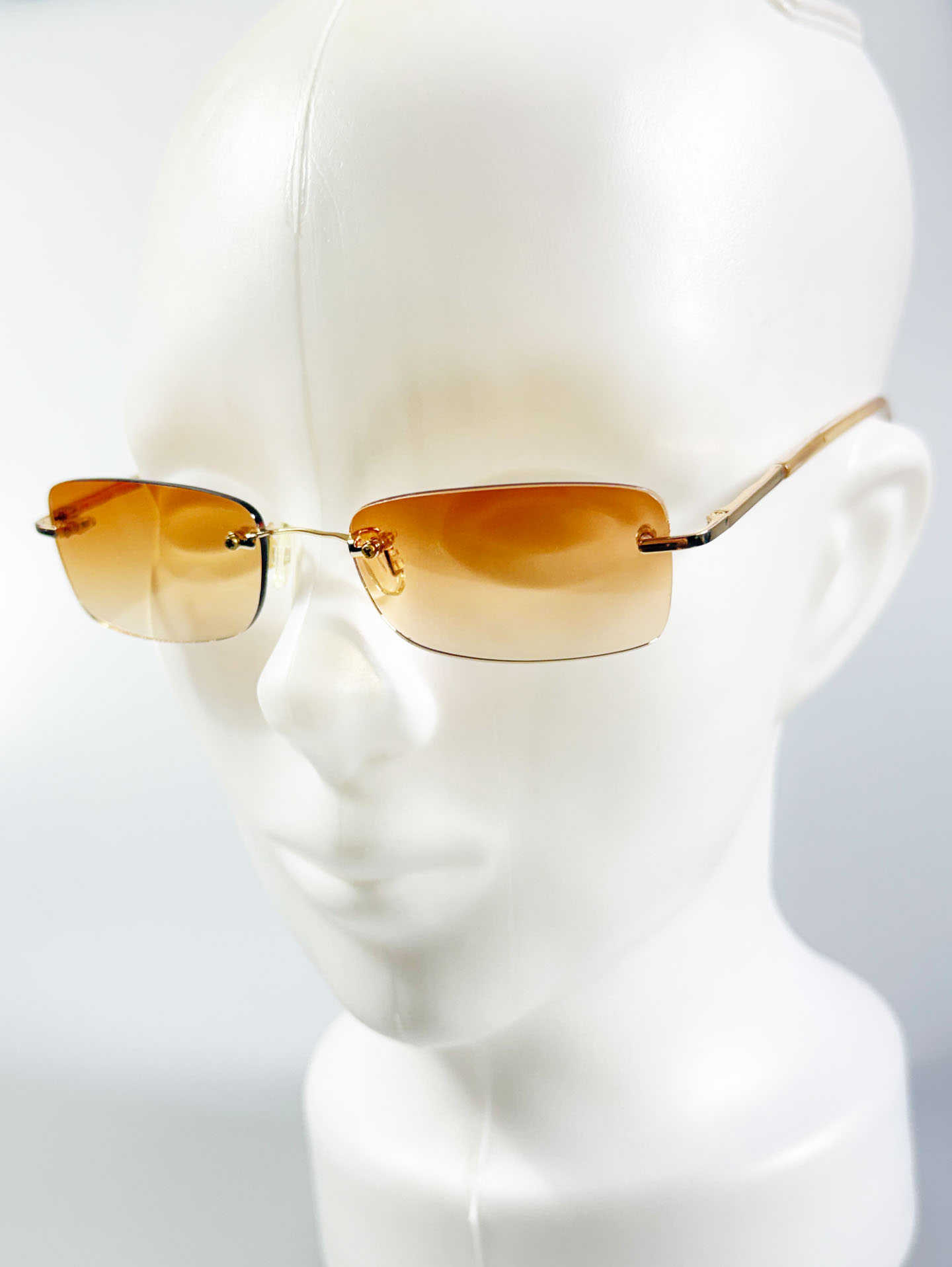 CAPRIO Rimless Gold Metal Square Tint Sunglasses