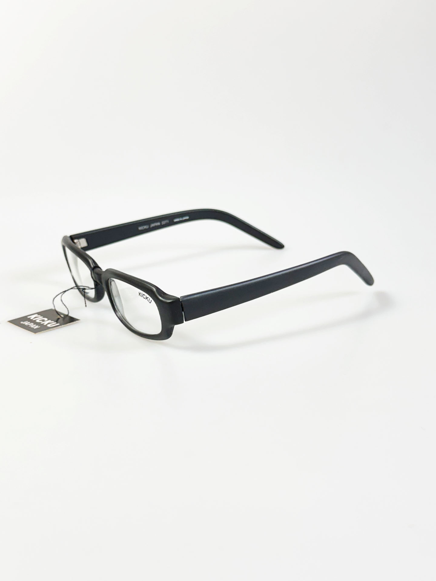90's KICKU JAPAN Matte Black Square Horn-Rim Glasses