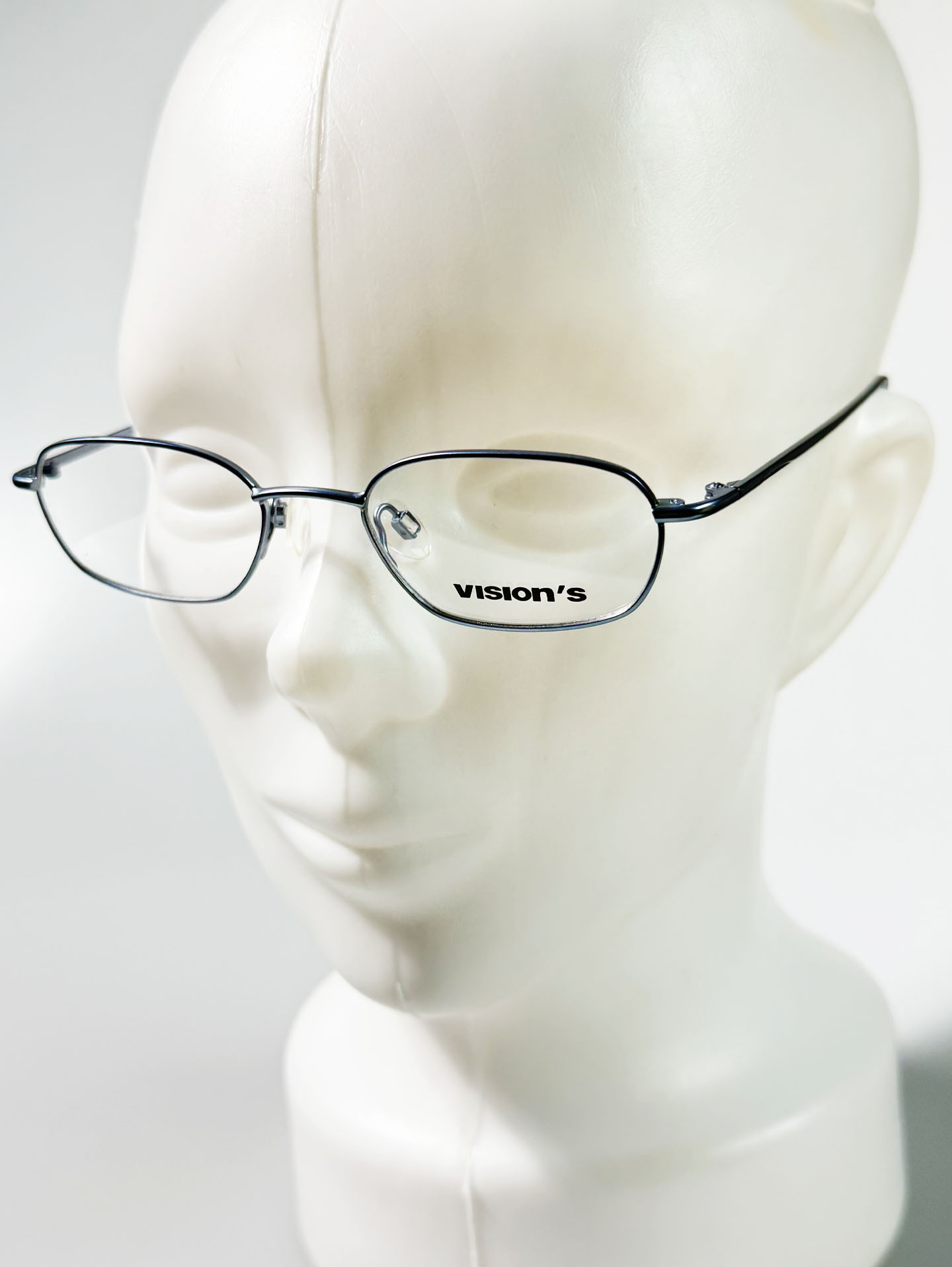 90's VISION'S Blue Slim Square Metal Frame Glasses