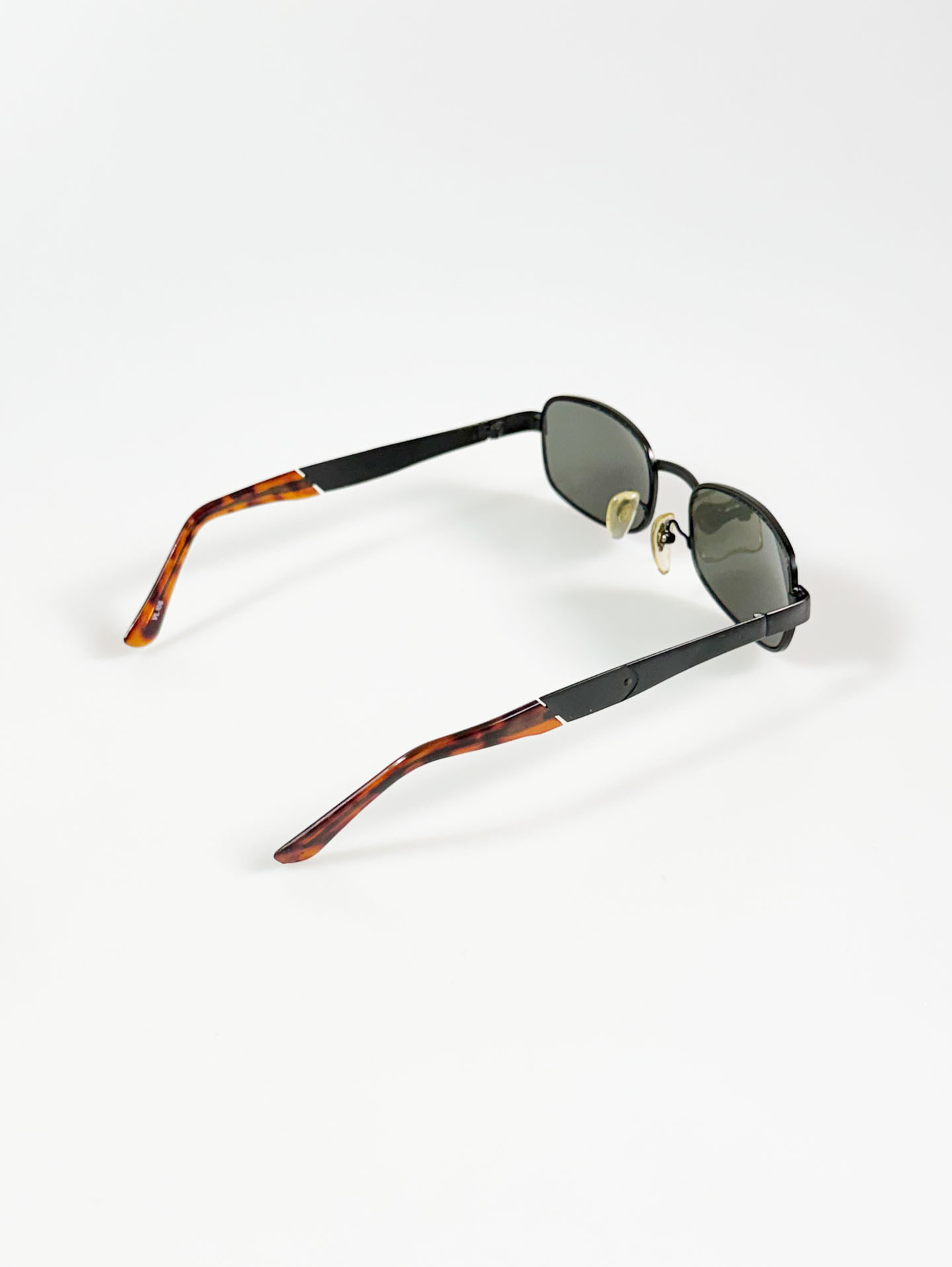 90's LOUIS MASTER Black Slim Square Metal Frame Sunglasses