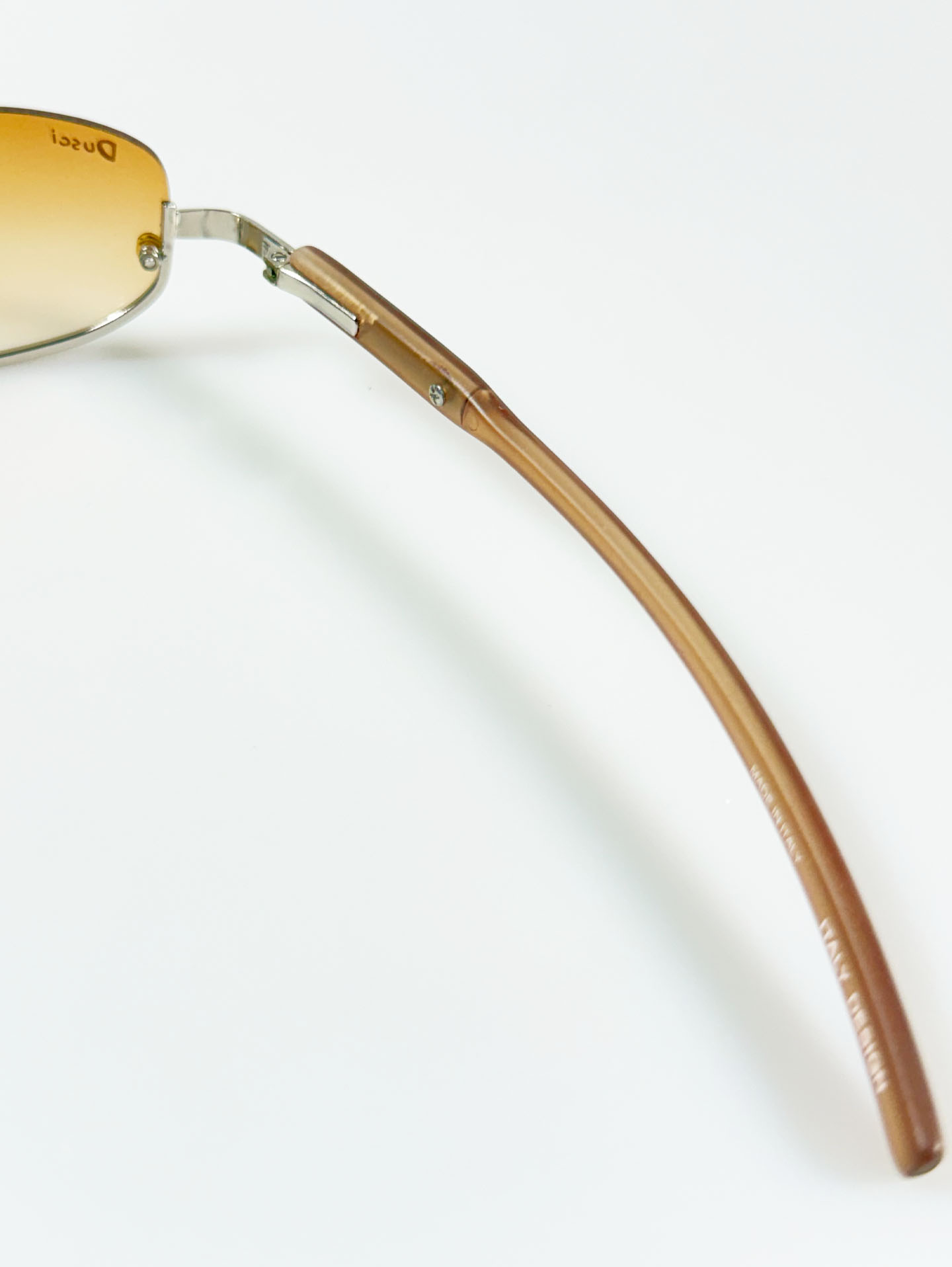 90's DUSCI Brown Gradient Oval Rimless Metal Tint Sunglasses